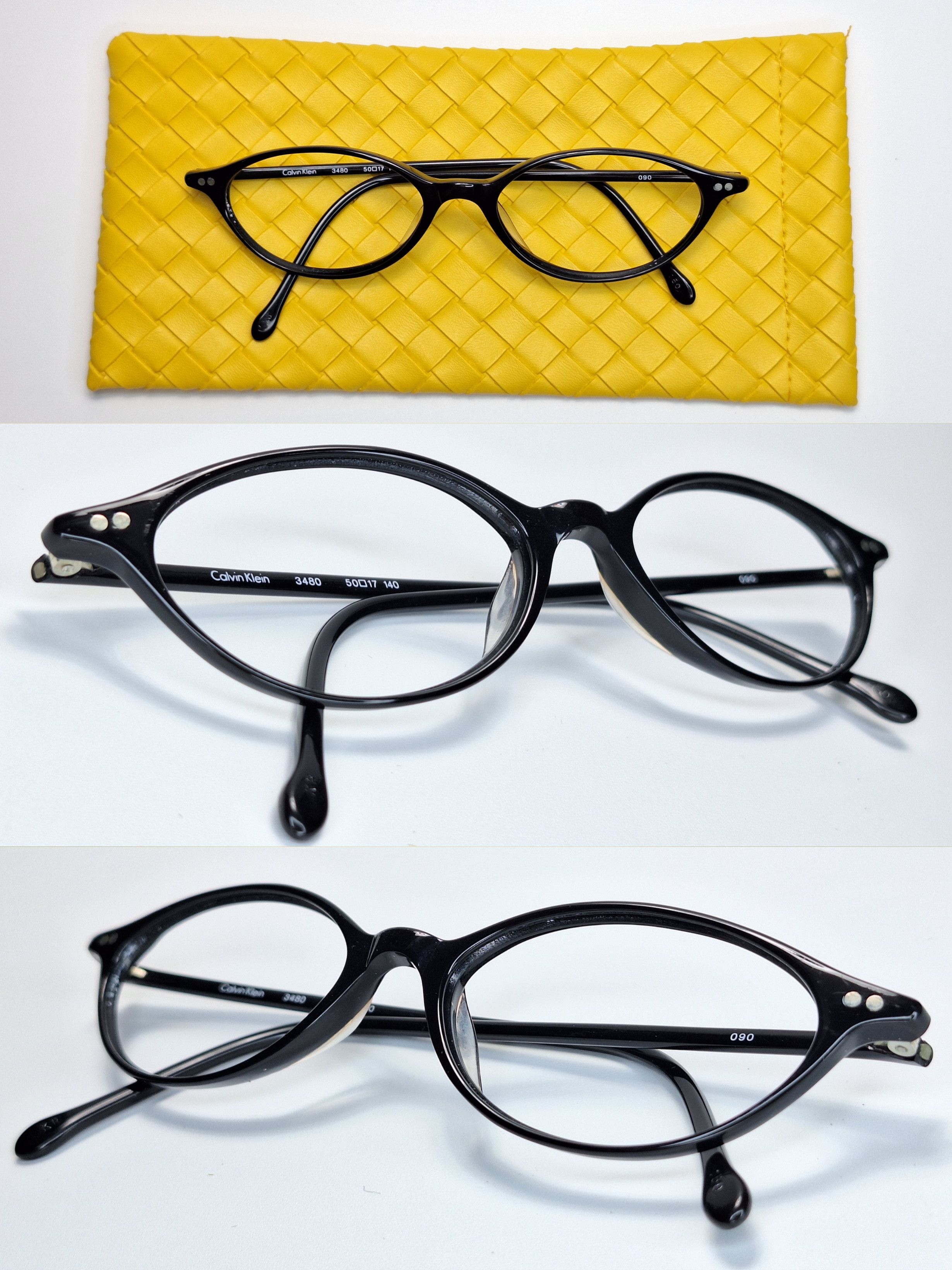 Calvin Klein Calvin Klein 3480 Black Oval Eyeglasses Vintage Geek-Chic Size ONE SIZE - 3 Thumbnail