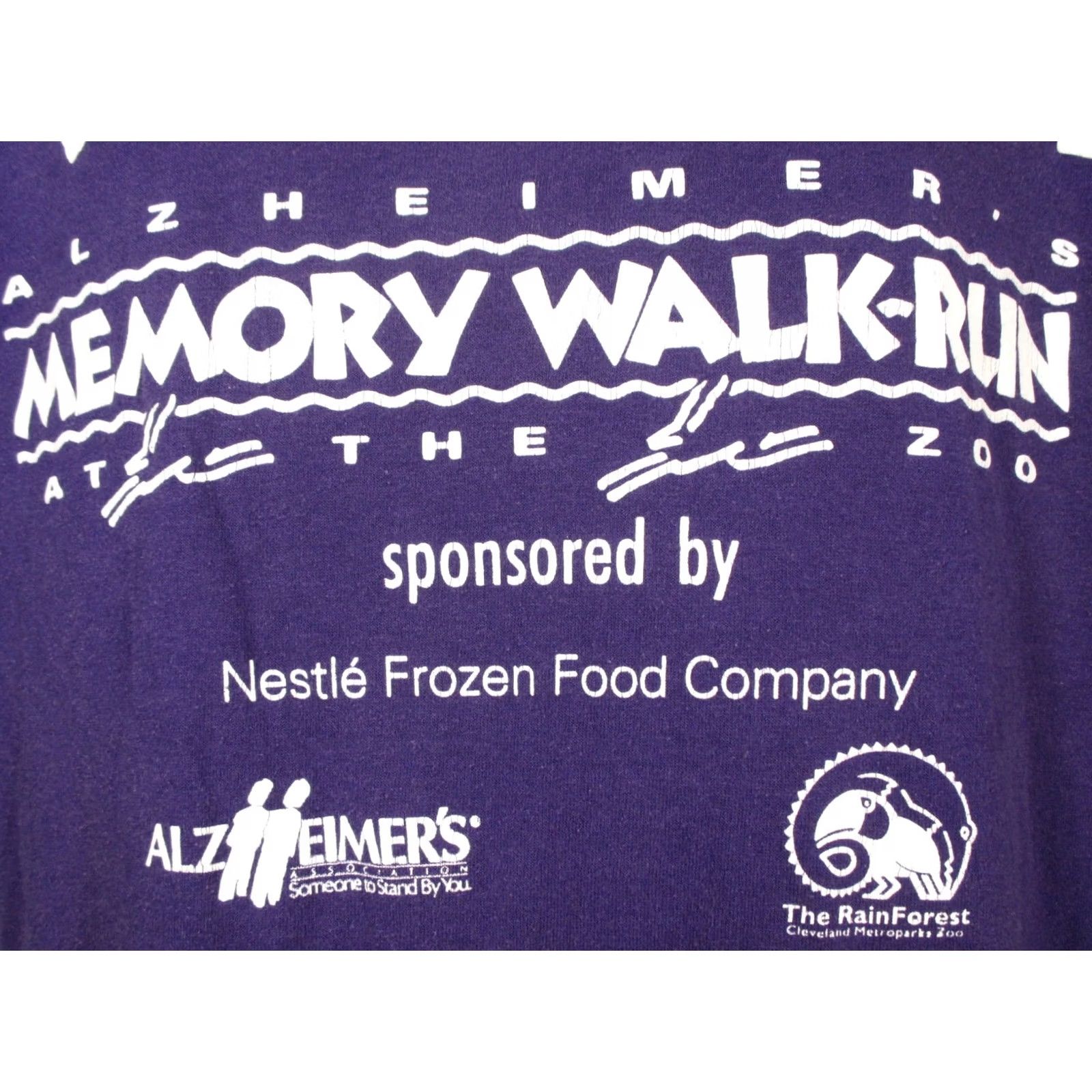 Jerzees VINTAGE Cleveland Zoo MEMORY RUN T-Shirt L (single stitch) - Jerzees, Purple, 50% Cotton/50% Polyester, 80s, Mens Size US L / EU 52-54 / 3 - 5 Thumbnail