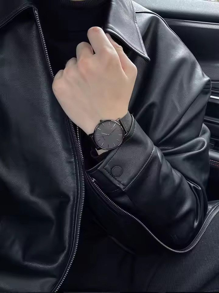 Japanese Brand Boxy Faux Leather Bomber Jacket - Minimalist Korean Style Size US L / EU 52-54 / 3 - 5 Thumbnail