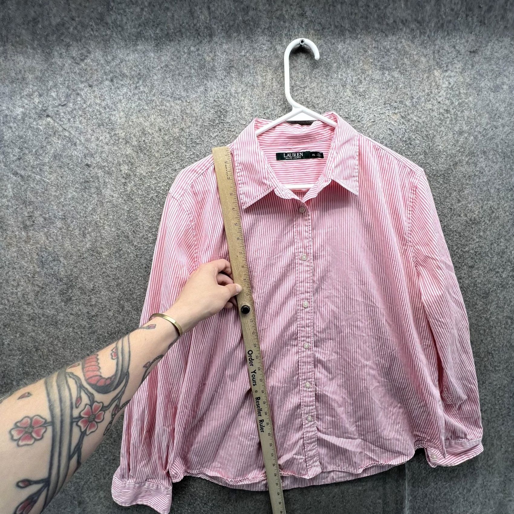 Ralph Lauren Lauren Ralph Lauren Shirt Womens XL Pink Stripe Button Front Long Sleeve Top Size XL / US 12-14 / IT 48-50 - 6 Thumbnail