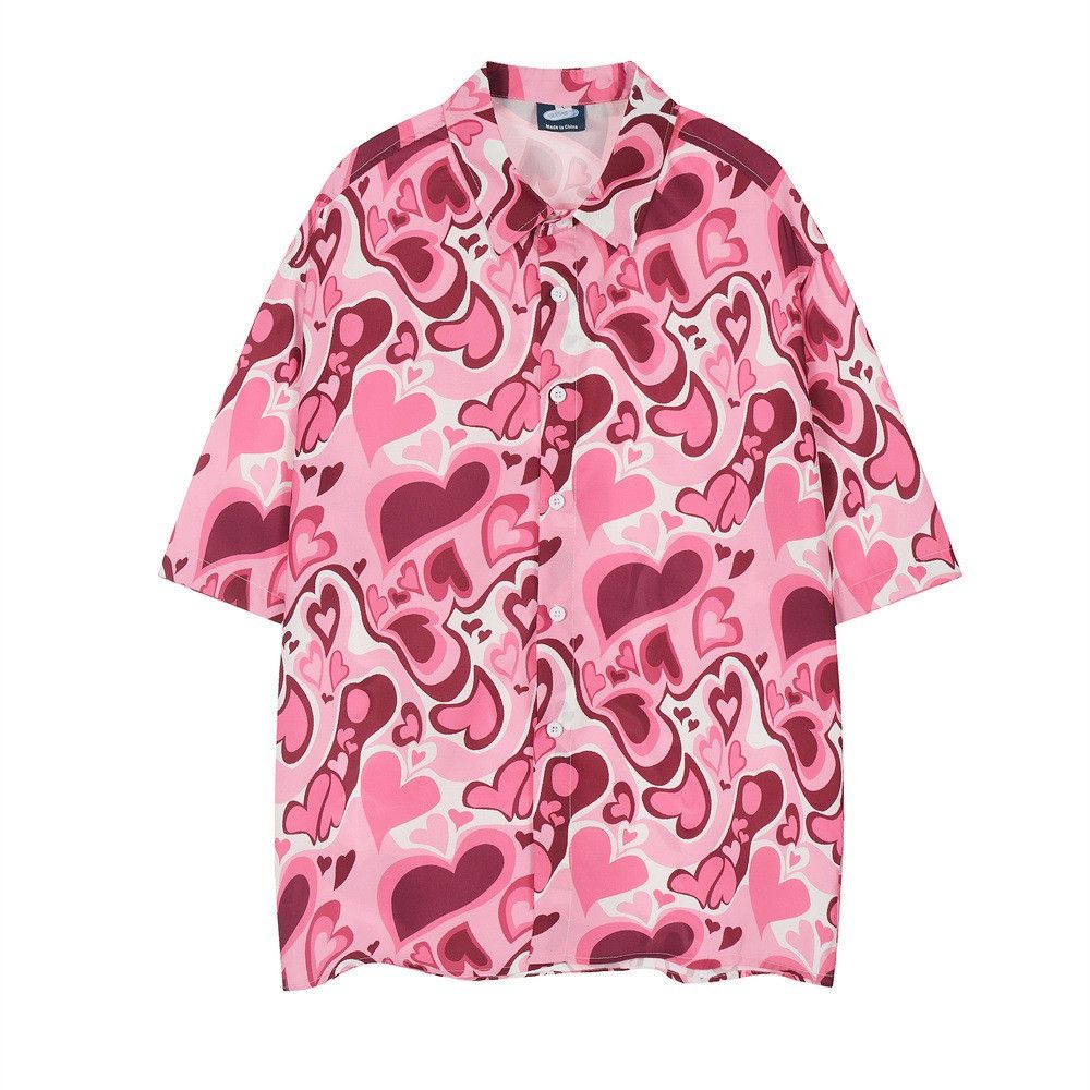 image of Crazy Shirts Hearth Graphic Short Sleeve Shirt in Pink, Men's (Size Medium)