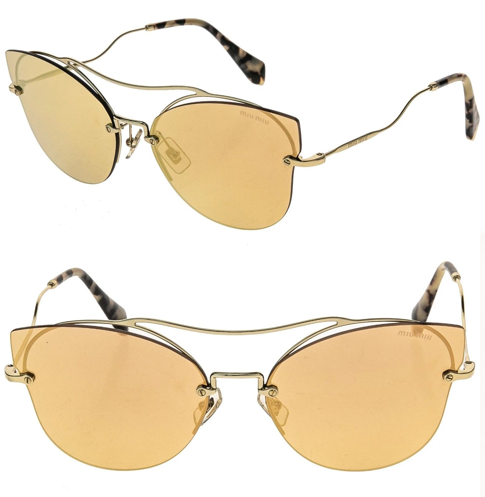 Miu Miu MIU MIU MU52SS SCENIQUE Butterfly 52S Gold Peach Sunglasses Size ONE SIZE - 1 Thumbnail
