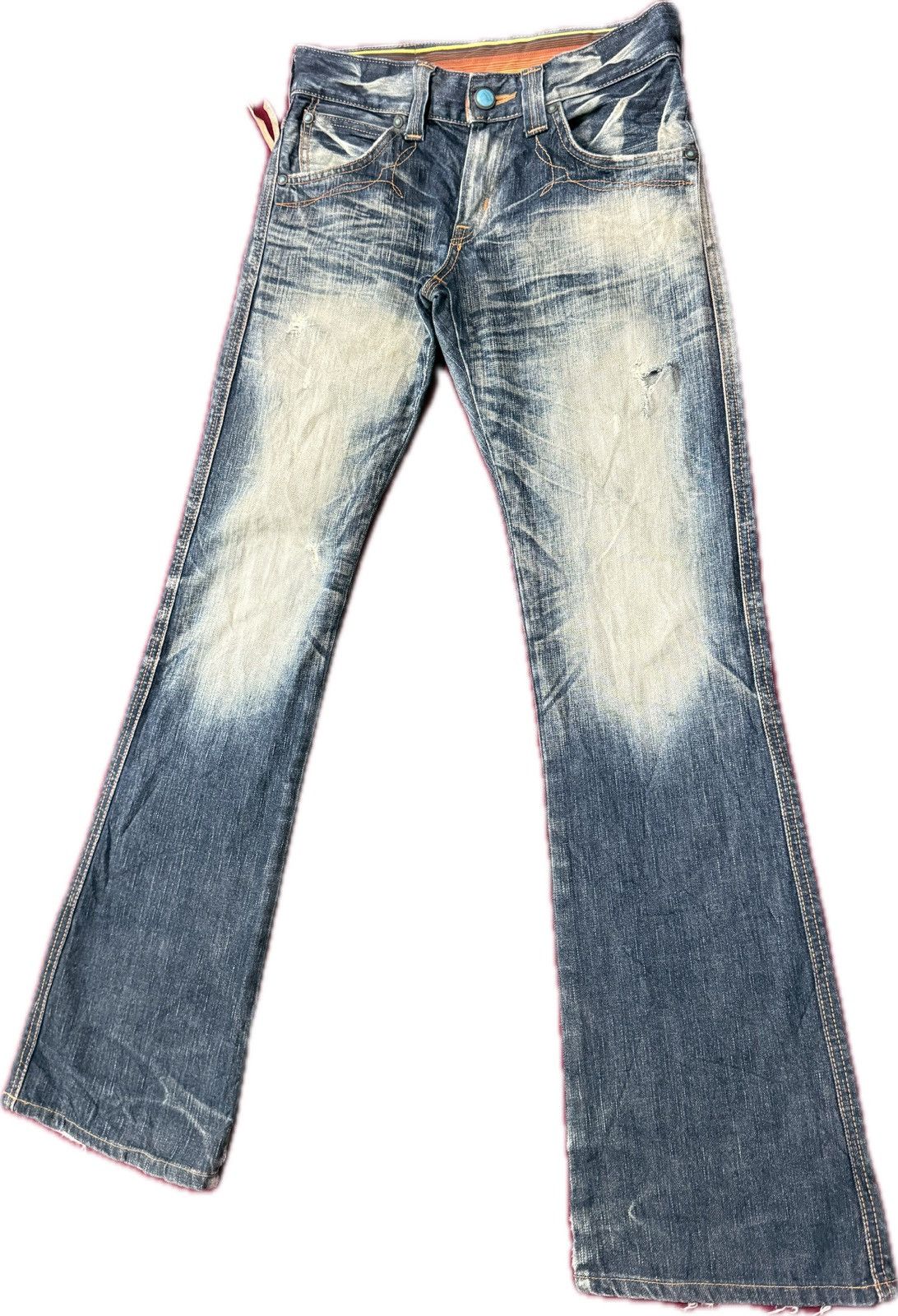 Japan Brand Super Flare Distres Ripped Denim Edwin Bull Head