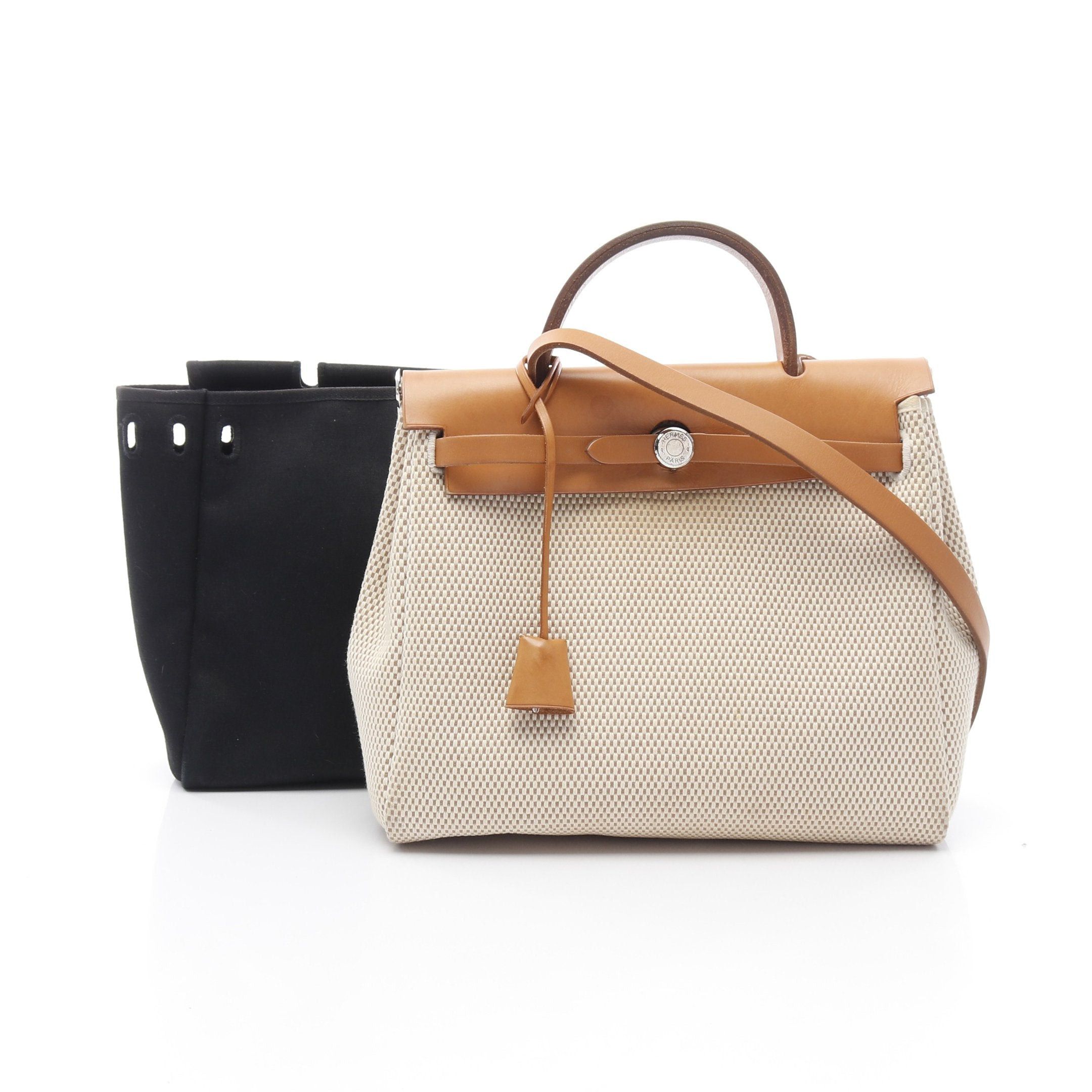 Hermes Hermes Herbag Pm Handbag Toile Gm Leather Ivory Light Brown Silver Hardware □G Stamp Size ONE SIZE - 1 Thumbnail
