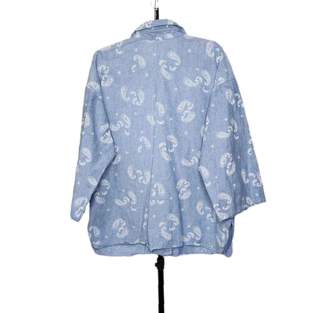Gloverall VINTAGE Paisley Button Shirt Ms Russ USA Made Blue Unisex Adults L Regular 70s 80s Groovy Button-Up Size L / US 10 / IT 46 - 6 Thumbnail