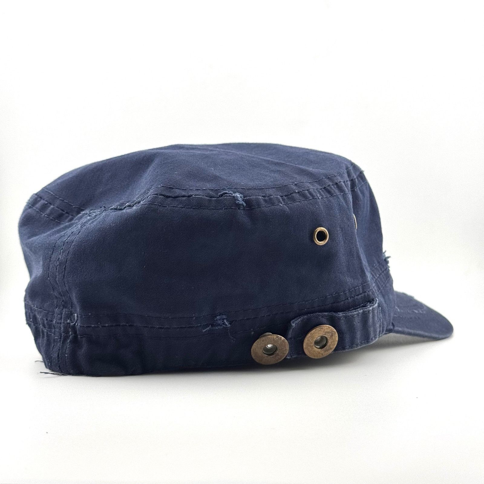 Japanese Brand Navy Blank Distressed Military Work Vintage Hat Patrol Cap Size ONE SIZE - 3 Thumbnail