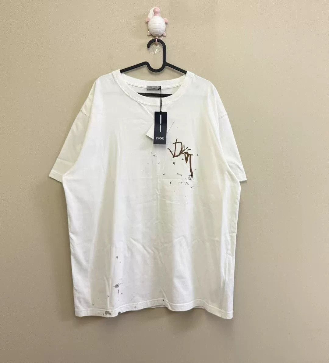 Dior DIOR x TRAVIS White Embroidered Splatter Tee Size US XXL / EU 58 / 5 - 1 Thumbnail