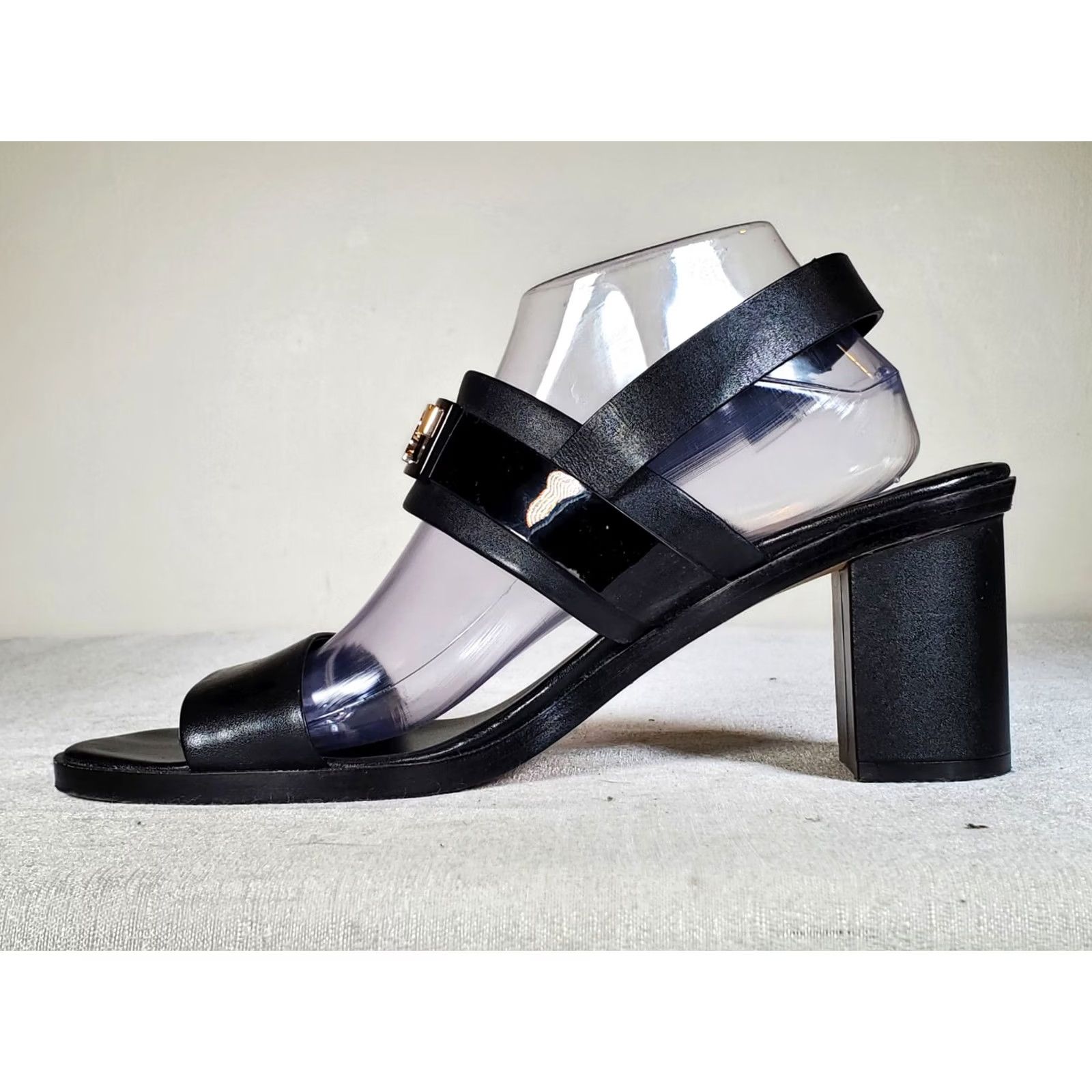 Tory Burch Tory Burch GiGi Slingback Block Heel Sandals Black Leather 10 Women US 10 M Strappy Buckle Logo Hardware Open Toe Casual Party/Cocktail Size US 10 / IT 40 - 3 Thumbnail