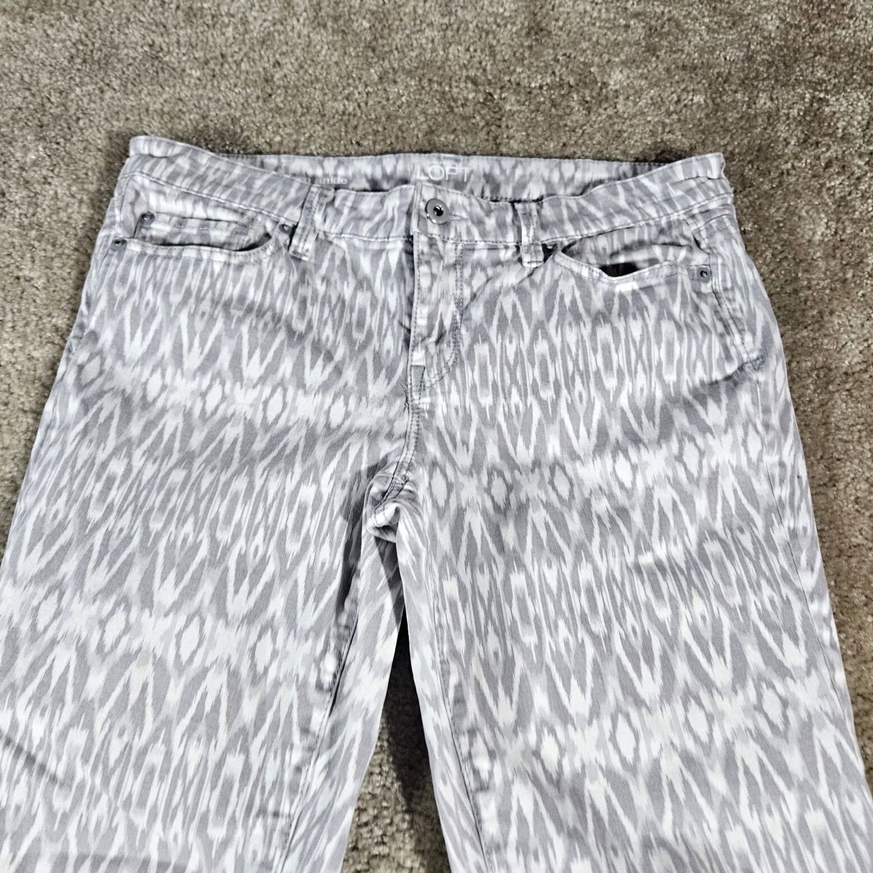 Ann Taylor Ann Taylor LOFT Modern Skinny Ankle White Geometric Jeans Size 6 Women Slim 5-Pocket Denim Size 28" / US 6 / IT 42 - 2 Thumbnail