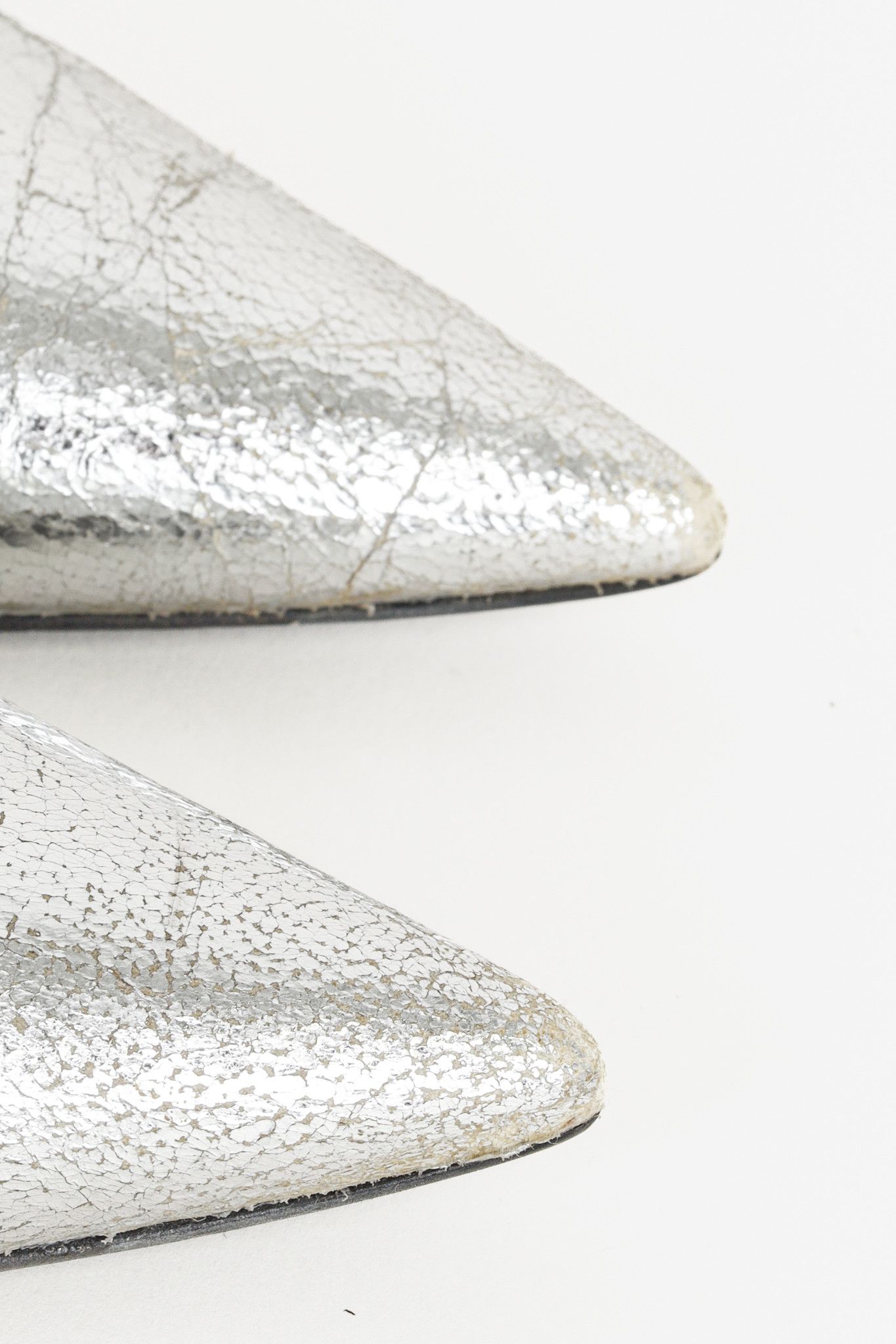 Miu Miu Miu Miu Silver Specchio Crackle Foil Metallic Heels Size US 5.5 / IT 35.5 - 7 Thumbnail