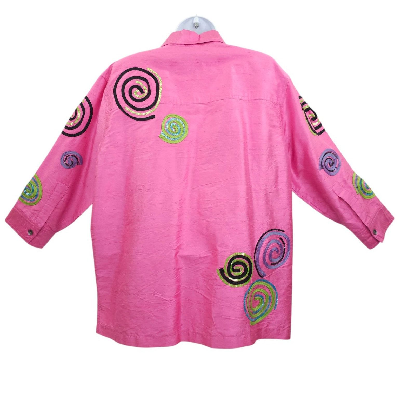 Other Bleu Bayou Silk Shacket L Pink Sequin Swirl Maximalist 90s Size L / US 10 / IT 46 - 2 Thumbnail