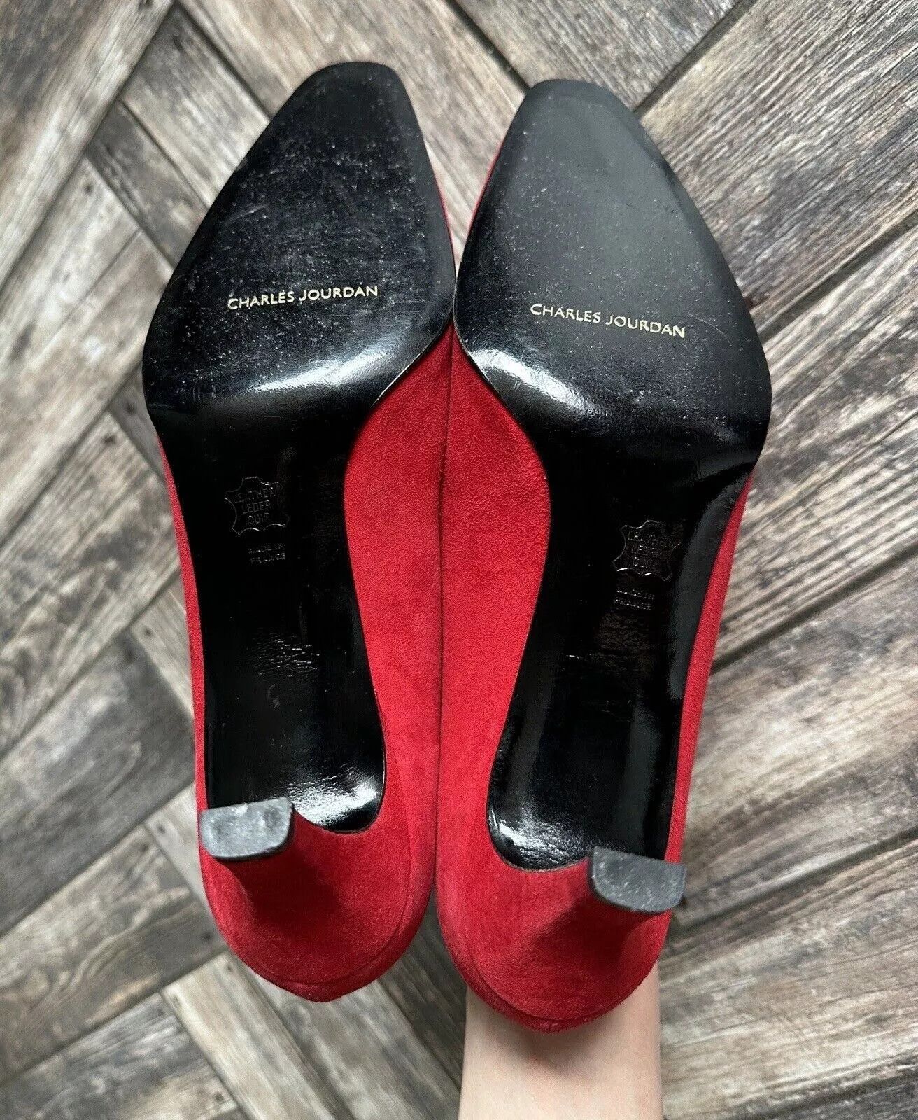 Charles Jourdan Vintage Charles Jourdan Paris Red Heels Suede Leather Shoes Size US 8 / IT 38 - 18 Thumbnail