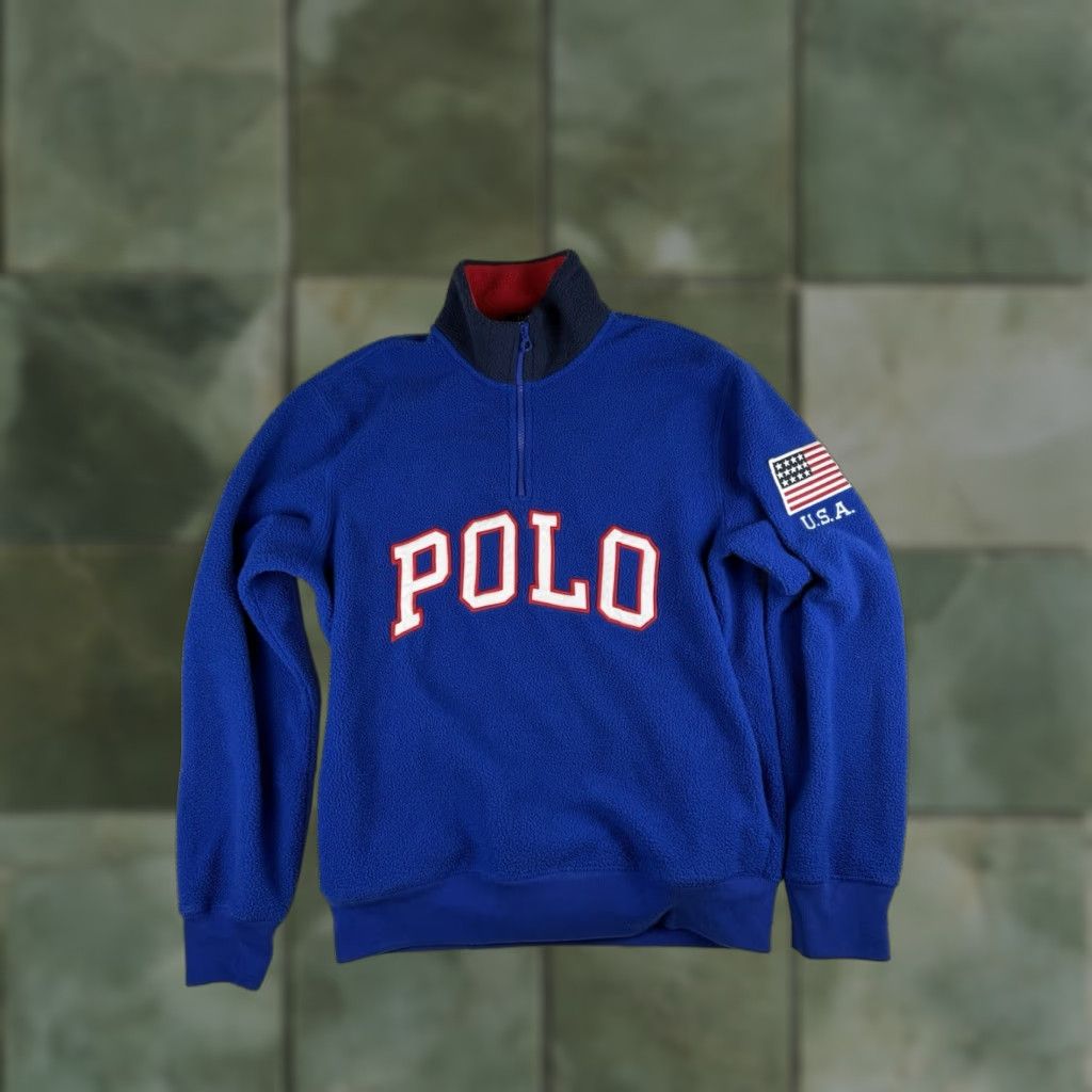 Polo Ralph Lauren Polo Ralph Lauren Fleece Jacket Sweatshirt 1/4 Zip Men's Small Blue USA Flag Color Blue 合 Size US S / EU 44-46 / 1 - 1 Thumbnail