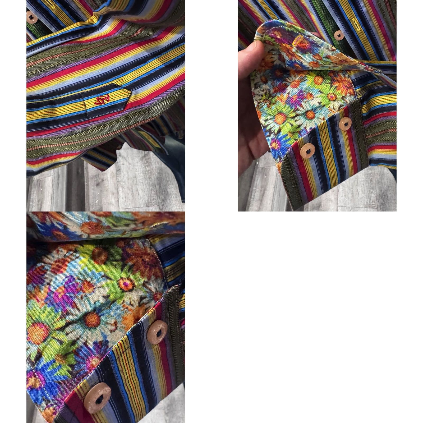 Robert Graham Robert Graham Stripe Floral LONG SLEEVE SHIRT XXL 2XL Multicolor Mens Casual Knit Shirt Shirt Size US XXL / EU 58 / 5 - 8 Thumbnail