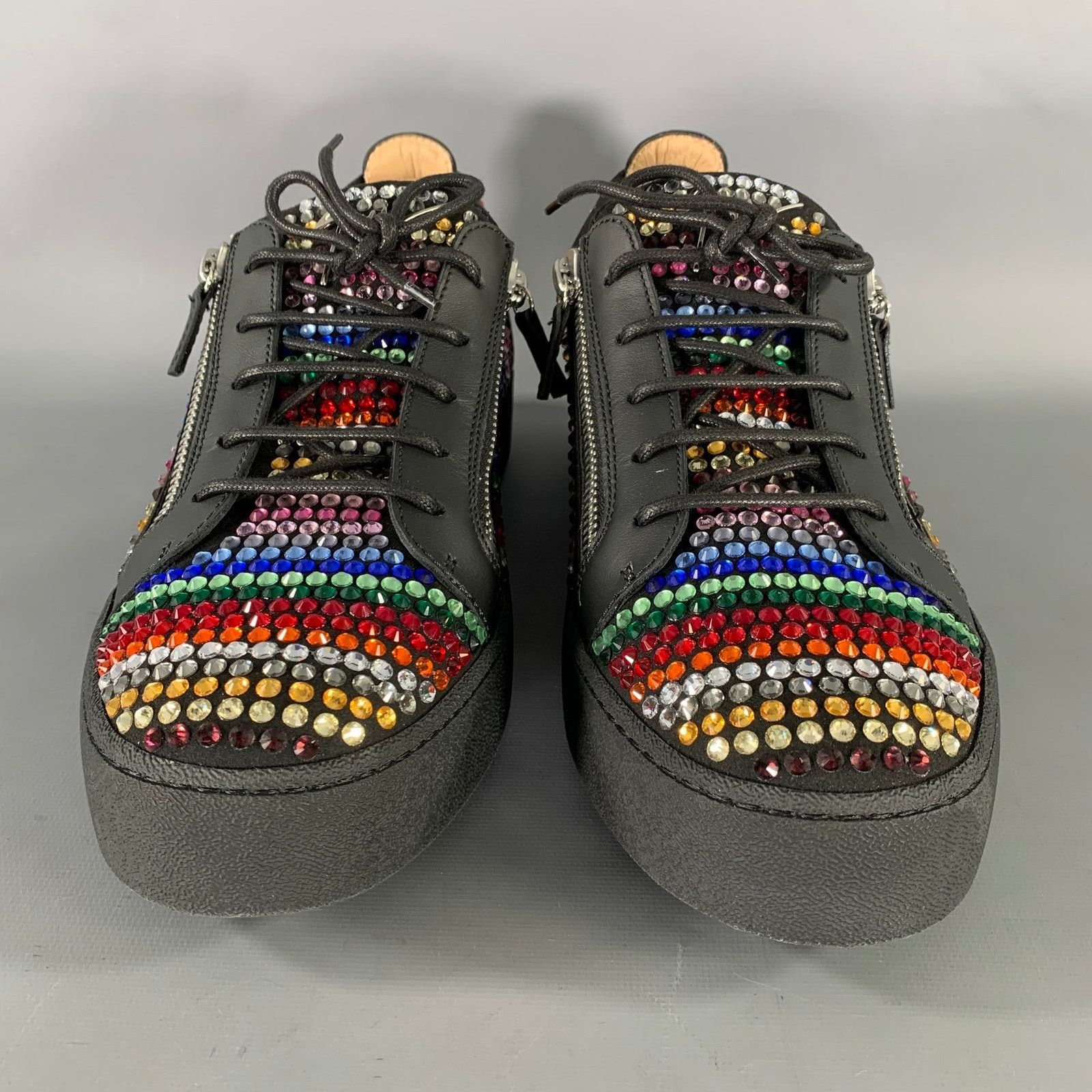 Giuseppe Zanotti GIUSEPPE ZANOTTI Multi Color Studded Mixed Zip Sneakers Size US 13 / EU 46 - 4 Thumbnail