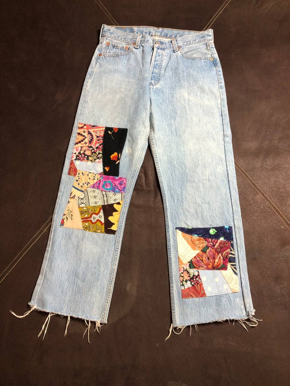 Levi's Levi's 501 patchwork straight leg jeans with a raw hem Size US 30 / EU 46 - 1 Thumbnail