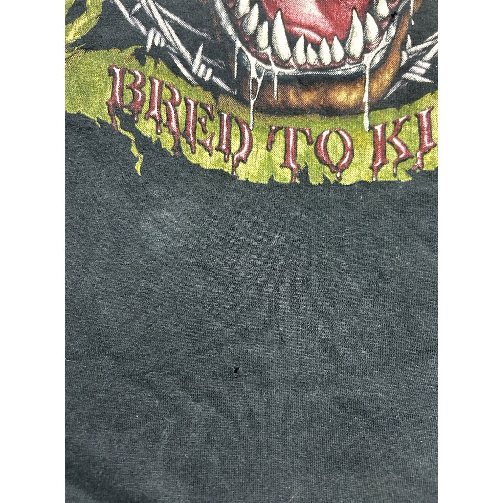 Fruit Of The Loom VINTAGE Fruit of the Loom T-Shirt Dog Pitbull 3D Emblem Black Barbed Wire XL Mens Shirt Size US XL / EU 56 / 4 - 4 Thumbnail
