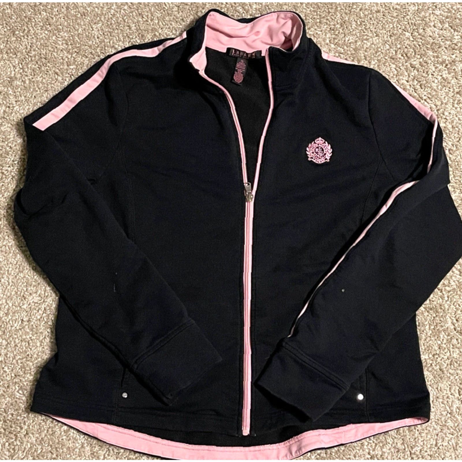 Ralph Lauren Lauren Ralph Lauren Active White Full Zip Track Jacket & Pink/Black Jacket XL Women Size XL / US 12-14 / IT 48-50 - 6 Thumbnail
