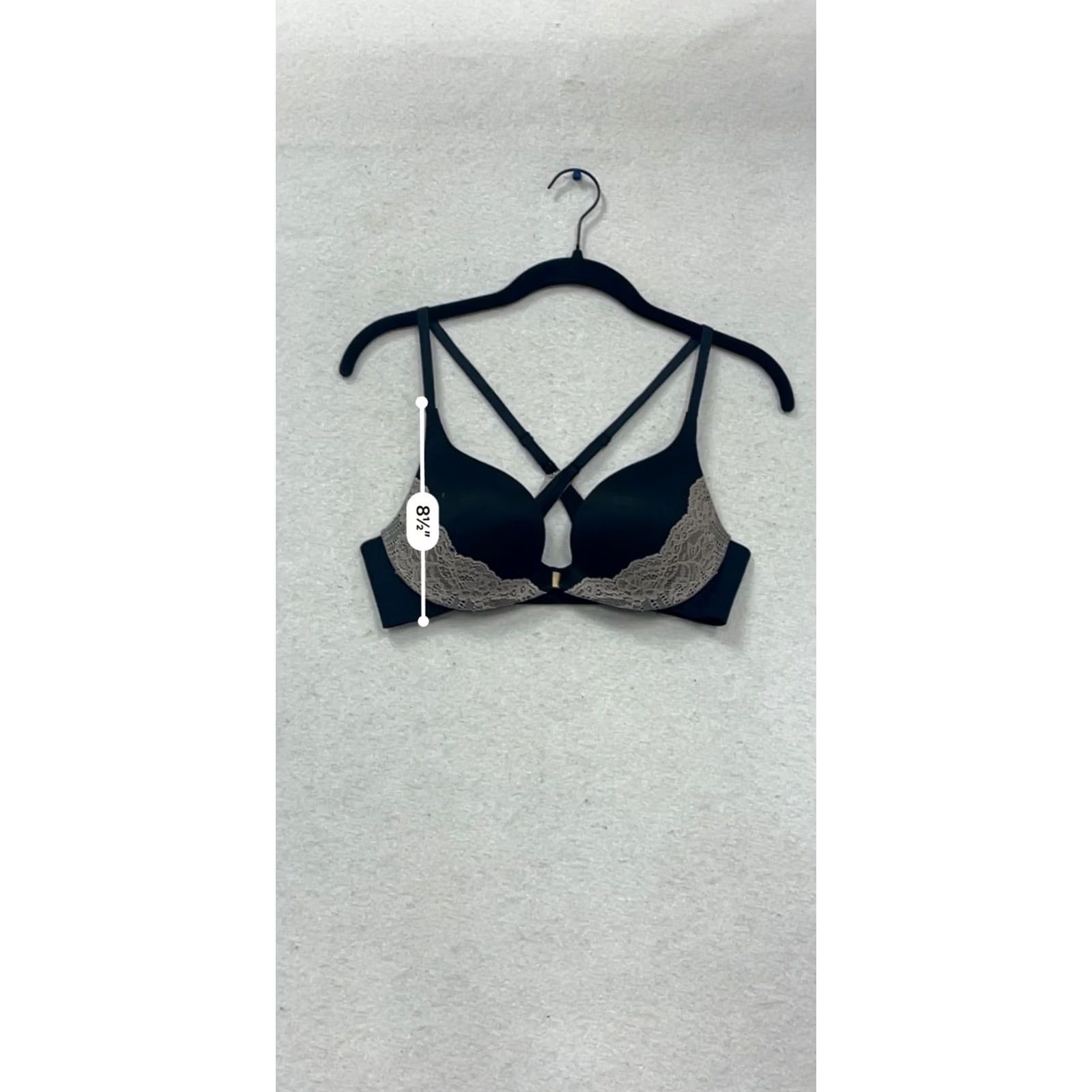 Victoria's Secret Victoria's Secret Lace Trim Push Up Bra Cross Back Design 34B Womens Black, Nylon Elastane, Front Clip, Like New, Pre-Owned, 548A Size ONE SIZE - 6 Thumbnail