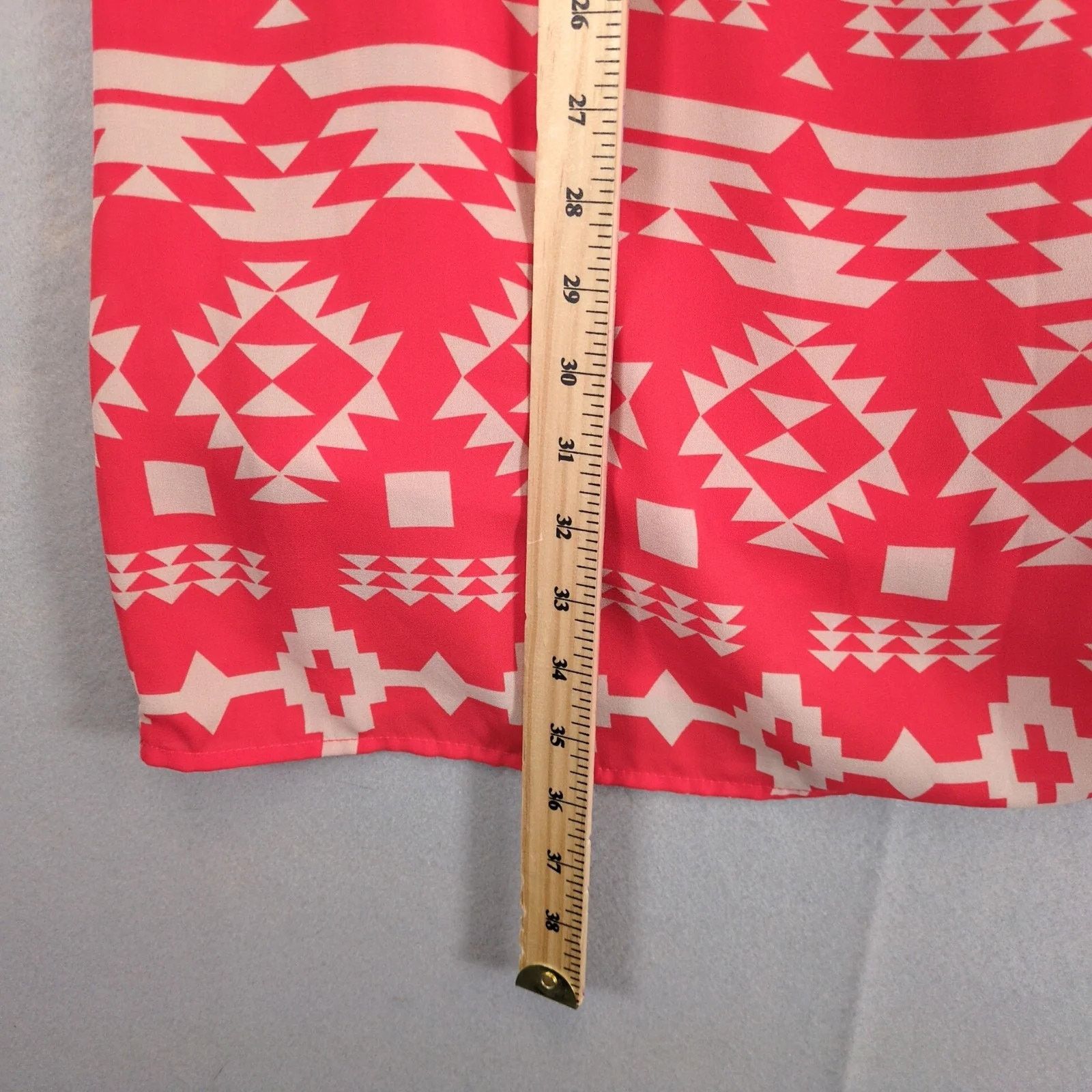 Other Takara Red Beige Aztec Dress XL Back Bow Ruffle Knee-Length Size XL / US 12-14 / IT 48-50 - 7 Thumbnail