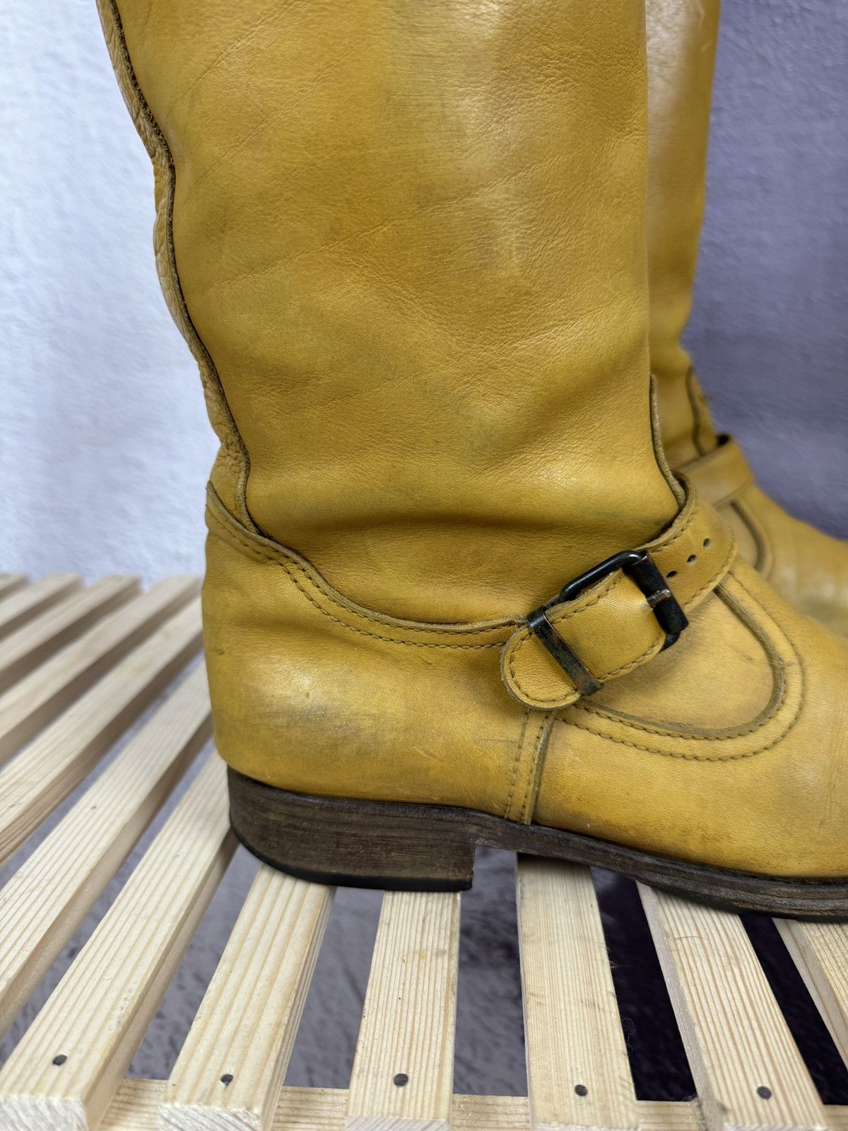 Cowboy Equipment MOMA vintage beige brown leather cowboy high shoes Size US 7.5 / EU 40-41 - 5 Thumbnail