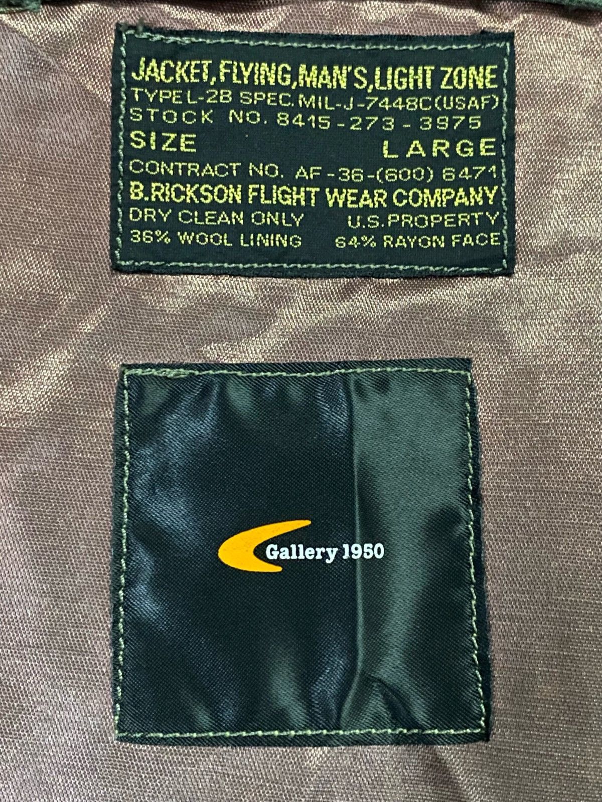 Buzz Rickson's × Gallery1950 Buzz Rickson X Gallery 1950 TYPE L-2B Flight Jacket Size US L / EU 52-54 / 3 - 9 Thumbnail