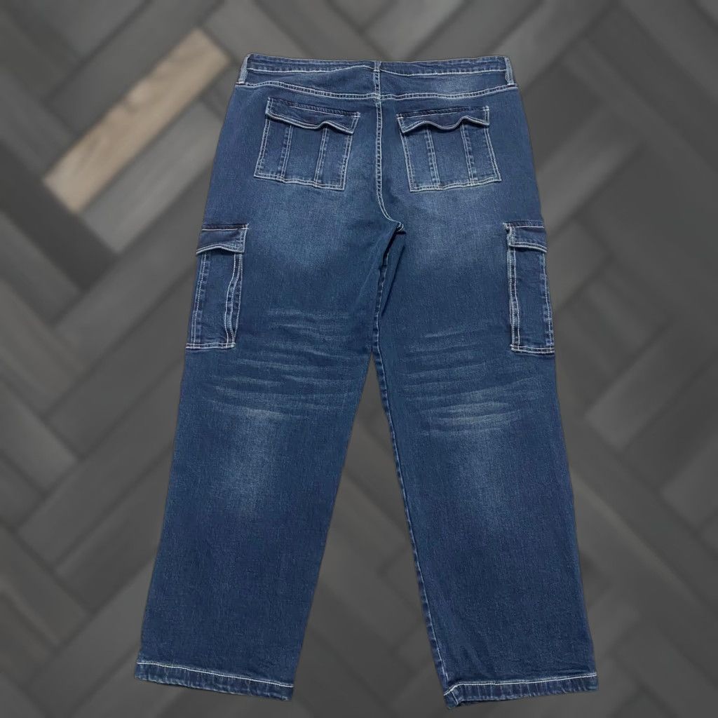 Vintage Novamen Carpenter Jeans Mens 40 Blue Denim Jeans Wide-Leg Relaxed Fit Utility Pockets Cargo Pocket Straight Leg Nascent? Size US 40 / EU 56 - 1 Thumbnail