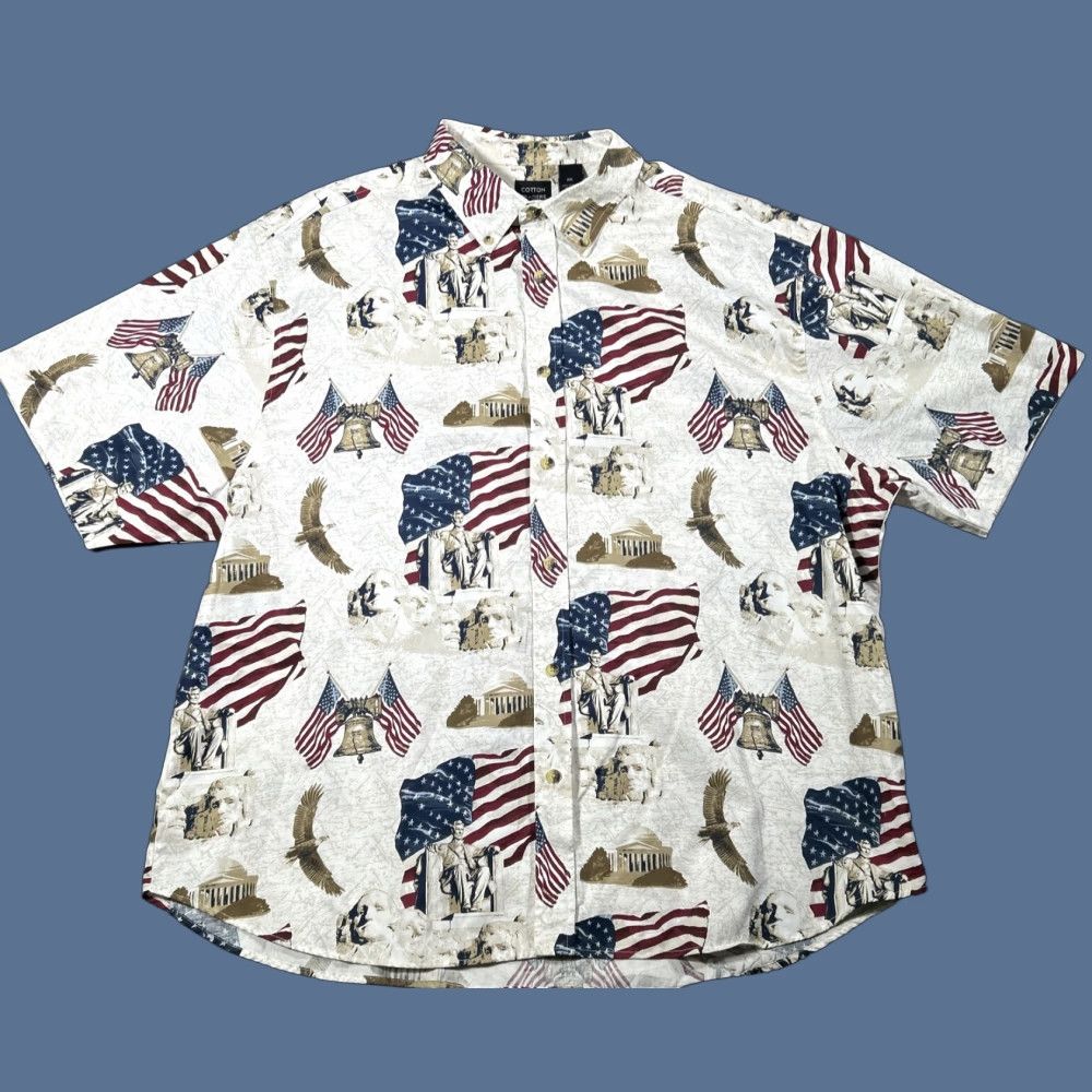 Cotton Traders Cotton Traders Sport American Flag Eagle Mens XXL Button Up Shirt Short Sleeve Size US XXL / EU 58 / 5 - 1 Thumbnail