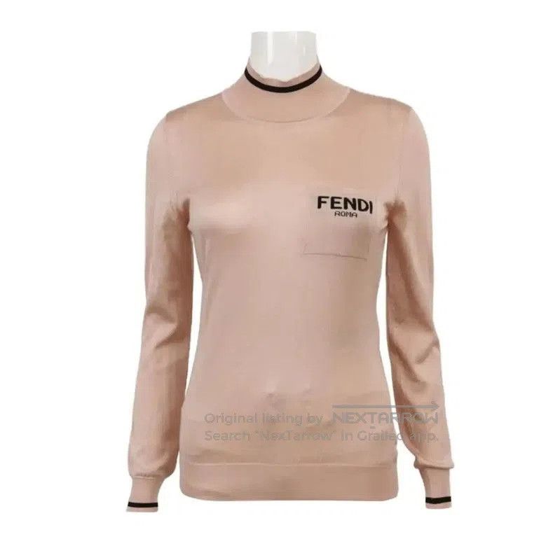Fendi Fendi Knit Sweater in Nude Pink with Logo . Size M / US 6-8 / IT 42-44 - 1 Thumbnail