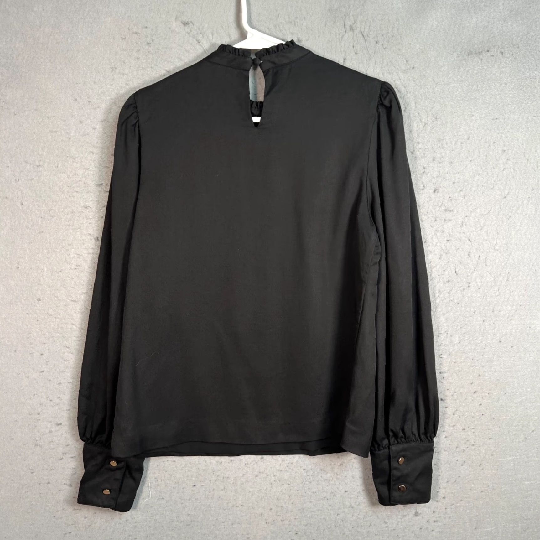 Cynthia Rowley Cynthia Rowley Blouse Womens Size 8 Black Long-Sleeve Top Sequin Feather Design Vintage No Size M / US 6-8 / IT 42-44 - 2 Thumbnail