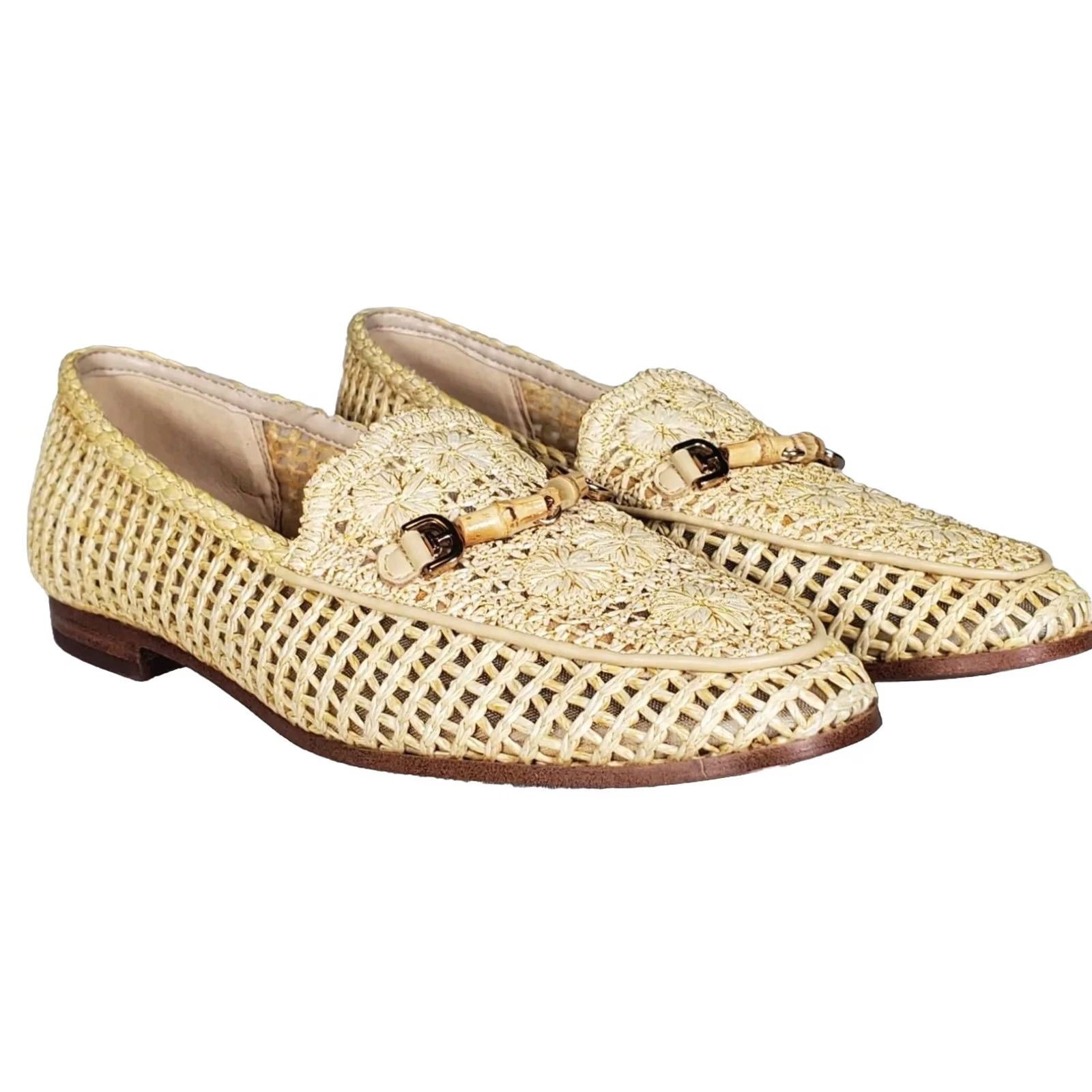 Sam Edelman Sam Edelman Loafers Raffia Lowell in Natural Bamboo Double-E Bit Women's US 6.5 M Shoes Size US 7 / IT 37 - 2 Thumbnail