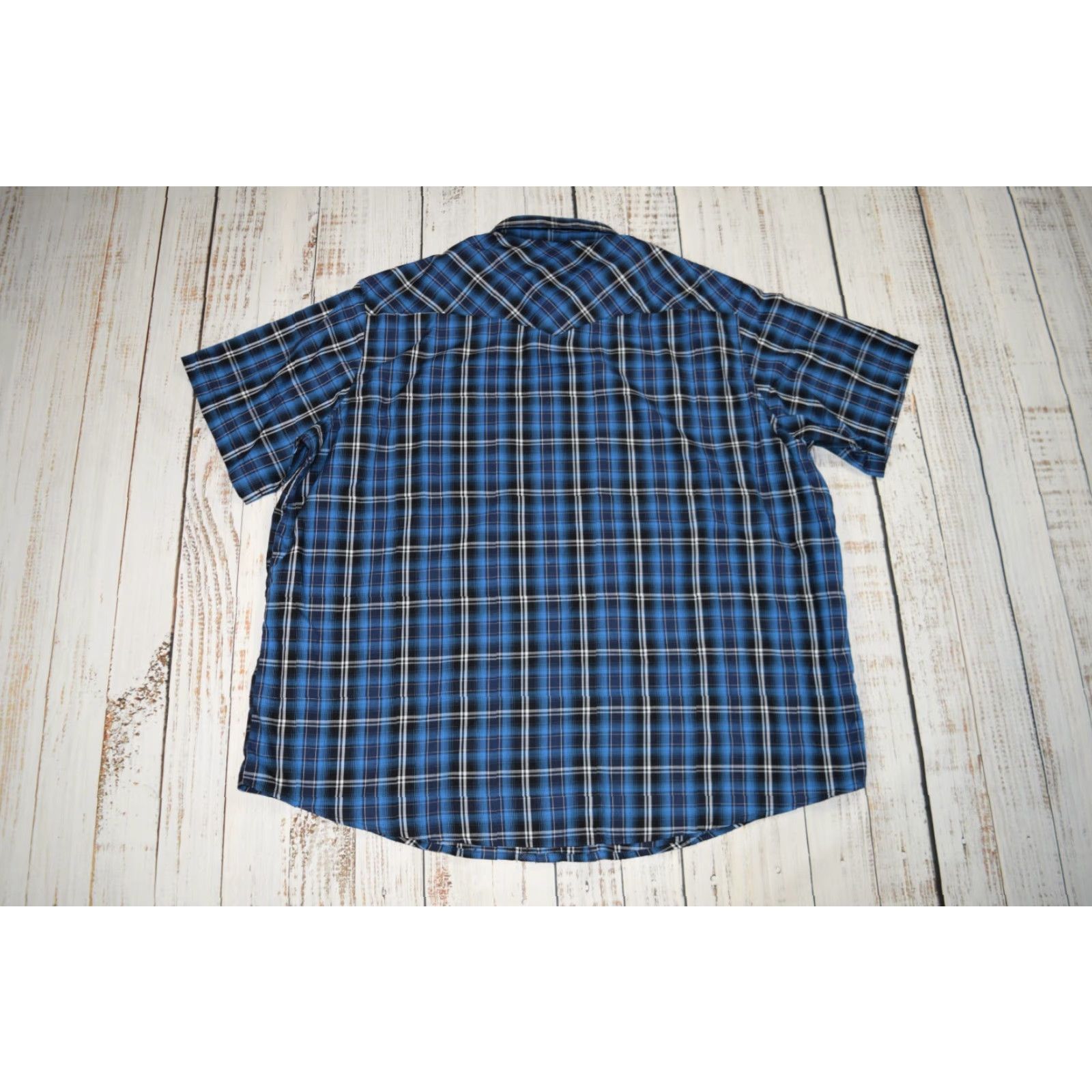 Wrangler WRANGLER Western Pearl Snap Mens Shirt 2XL Plaid Blue Size US XXL / EU 58 / 5 - 6 Thumbnail