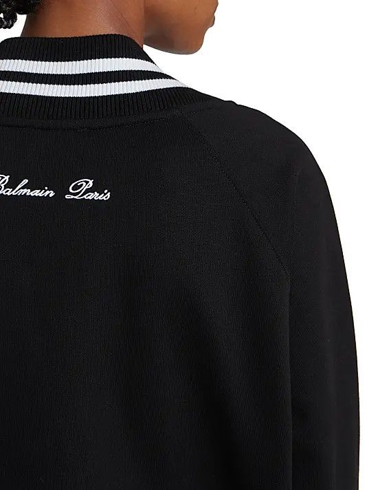 Balmain o1s1wg110825 Signature Jersey Cotton Cardigan in Black Size S / US 4 / IT 40 - 5 Thumbnail