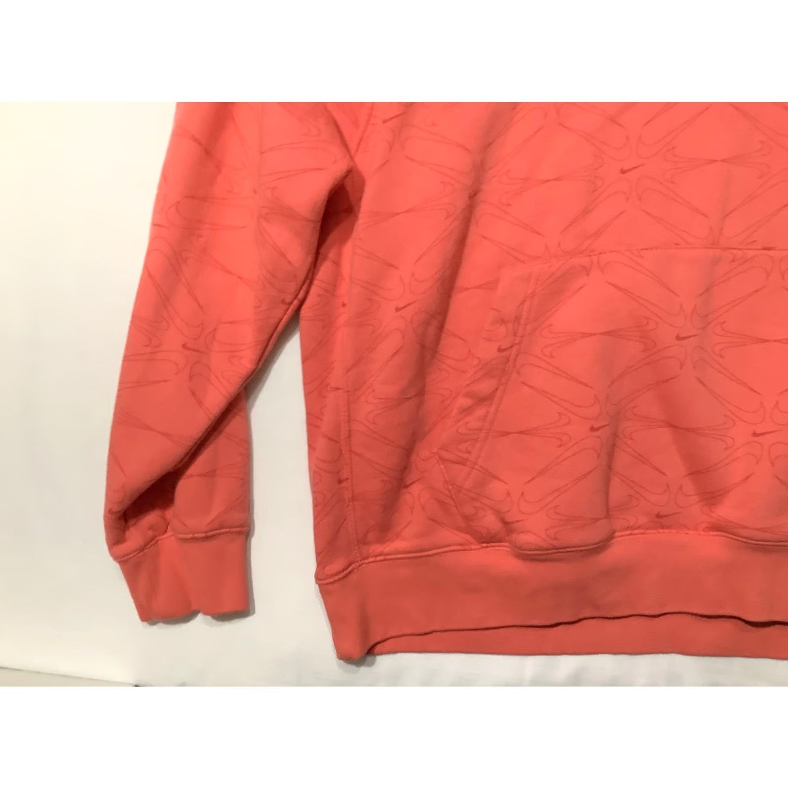 Nike Nike Hoodie Mens XL Orange Allover Swoosh Print Fleece Pullover Sweatshirt Size US XL / EU 56 / 4 - 3 Thumbnail
