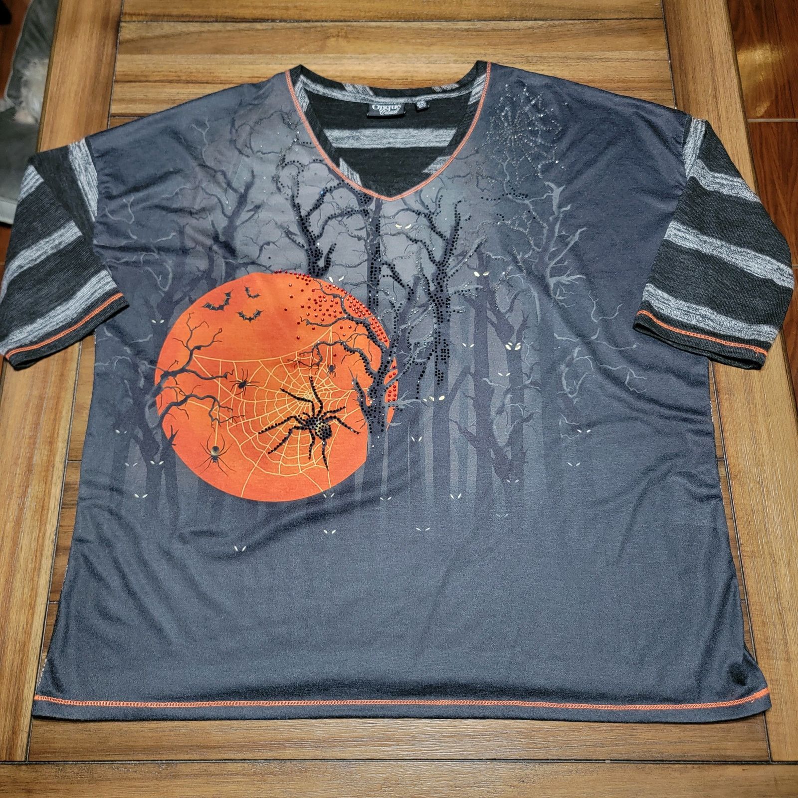 Other Onque Casual LS Halloween Sweater Bling Tree Moon Spider -2X Size XXL / US 16-18 / IT 52-54 - 1 Thumbnail