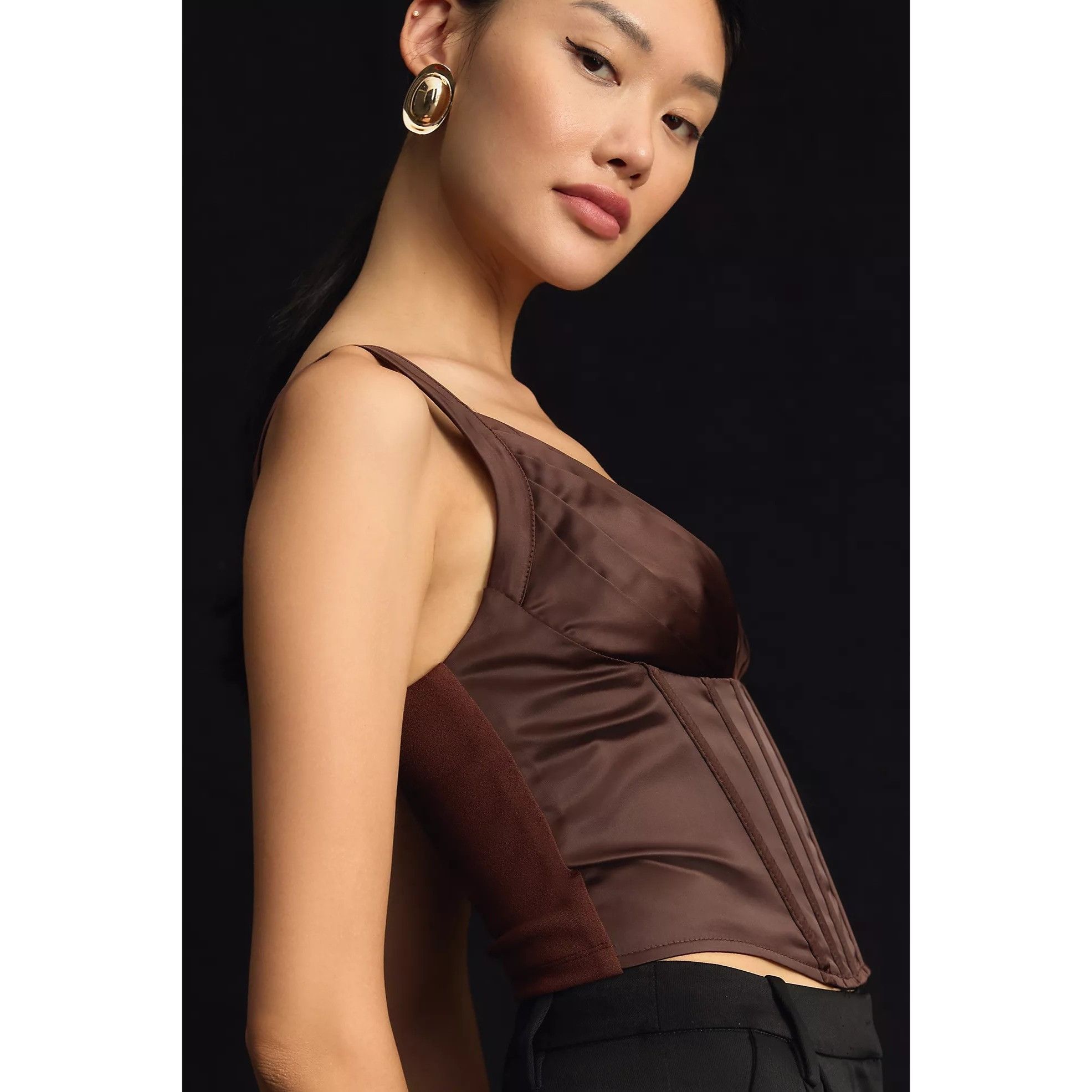 Anthropologie Porridge Brown Satin Corset Top Size S / US 4 / IT 40 - 5 Thumbnail
