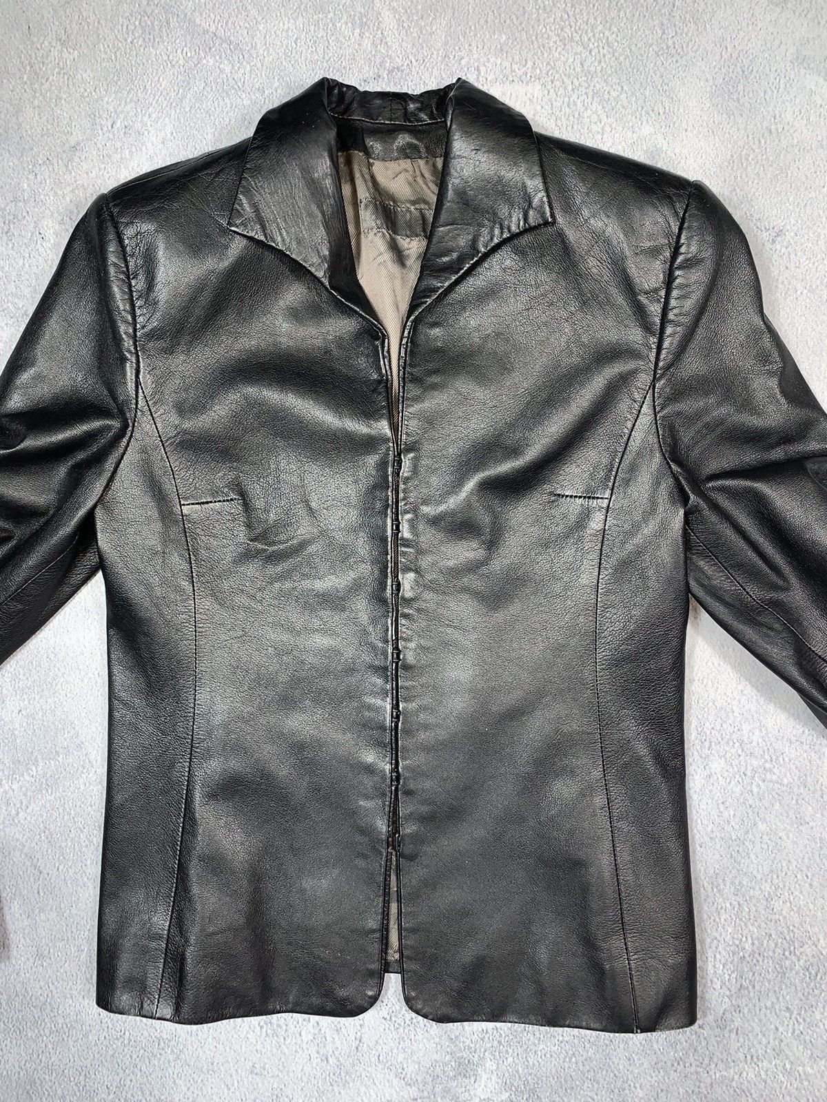 Vintage Vintage 90s Japan leather blazer jacket AvantGarde bondage Size S / US 4 / IT 40 - 3 Thumbnail