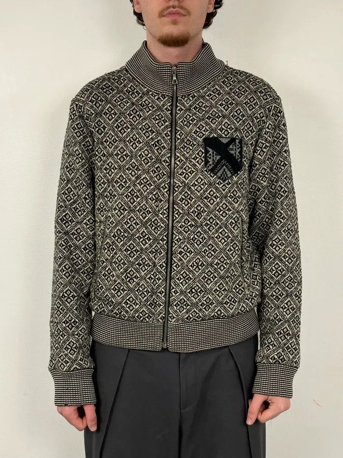 Dries Van Noten Dries Van Noten Grey Wool Jacquard Zip-up Jacket Size US L / EU 52-54 / 3 - 2 Thumbnail