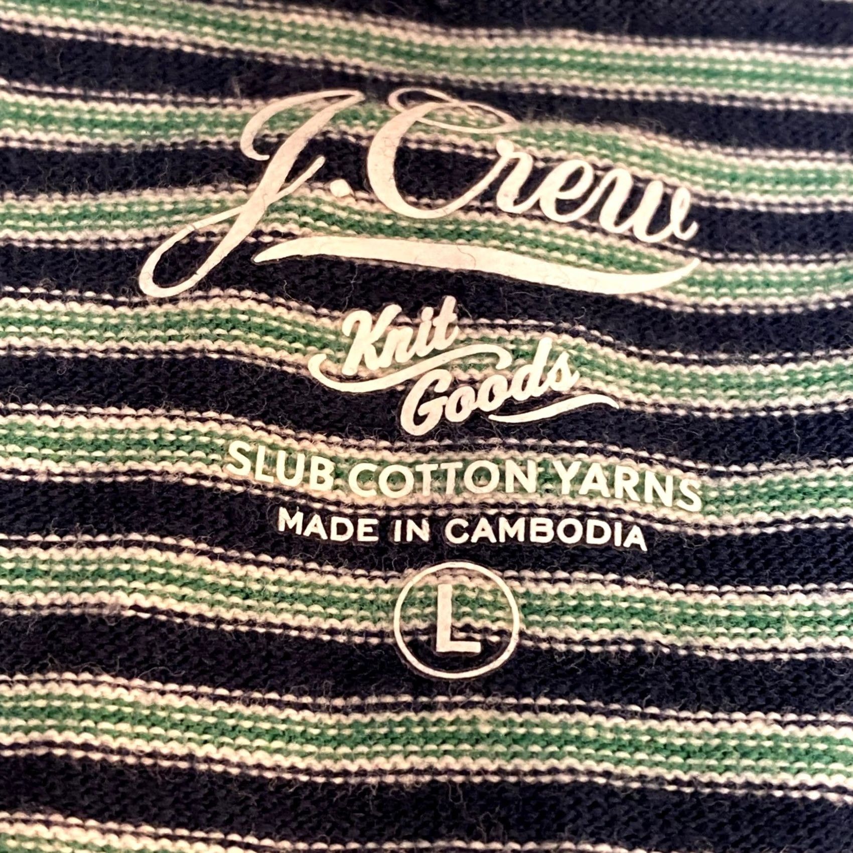 J.Crew J. Crew Polo Shirt Mens L Striped Slub Cotton Knit Short Sleeve Button-Down Pocket Navy Green Simulated Logo Casual Activewear Size US L / EU 52-54 / 3 - 3 Thumbnail