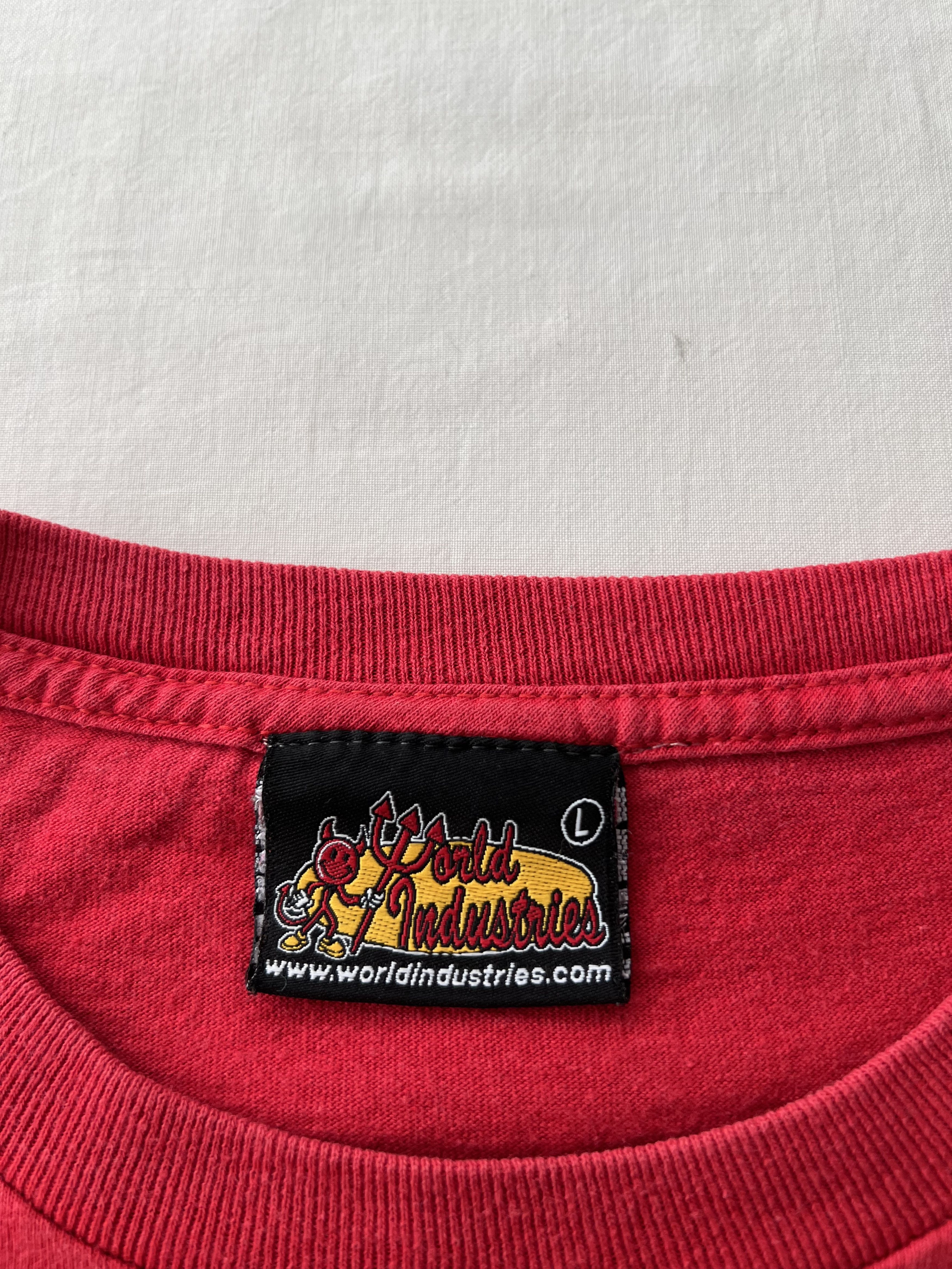 World Industries Vintage 90s World Industries Skateboards Funny Red T-shirt Size US L / EU 52-54 / 3 - 14 Thumbnail