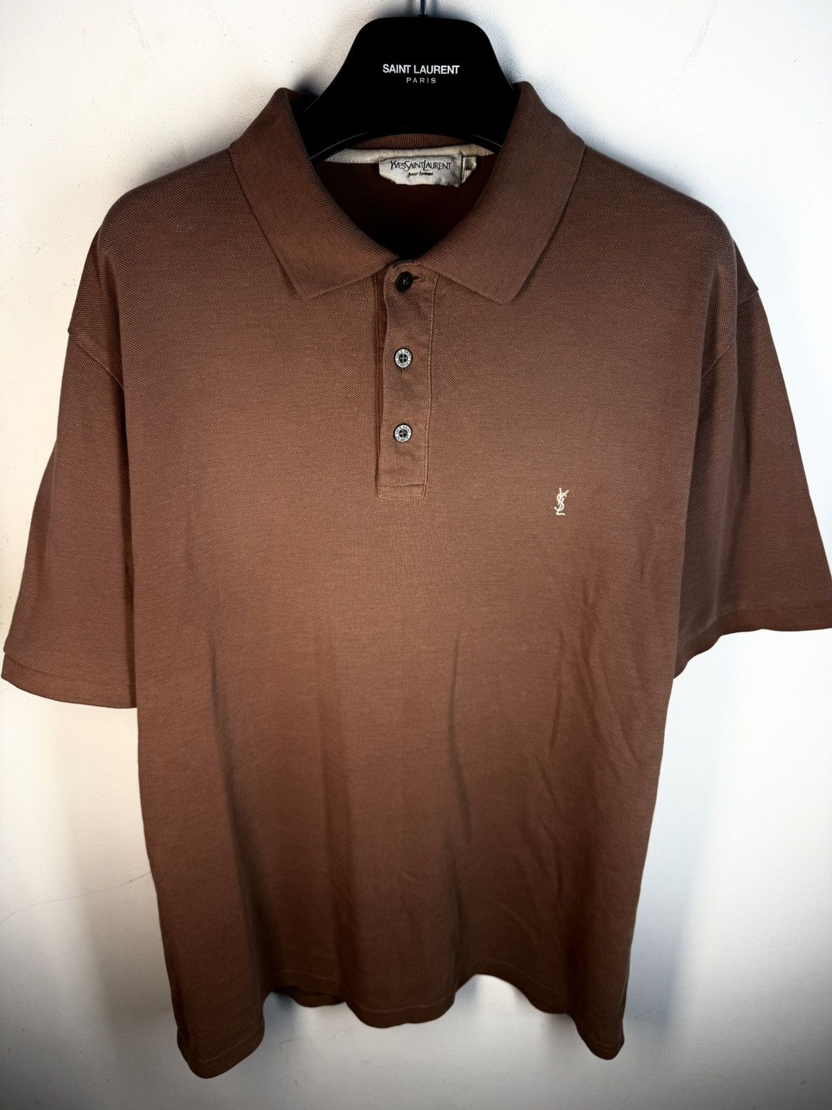 Yves Saint Laurent Brown YSL Polo Shirt YSL Tee Beige YSL Shirt Size US L / EU 52-54 / 3 - 2 Thumbnail