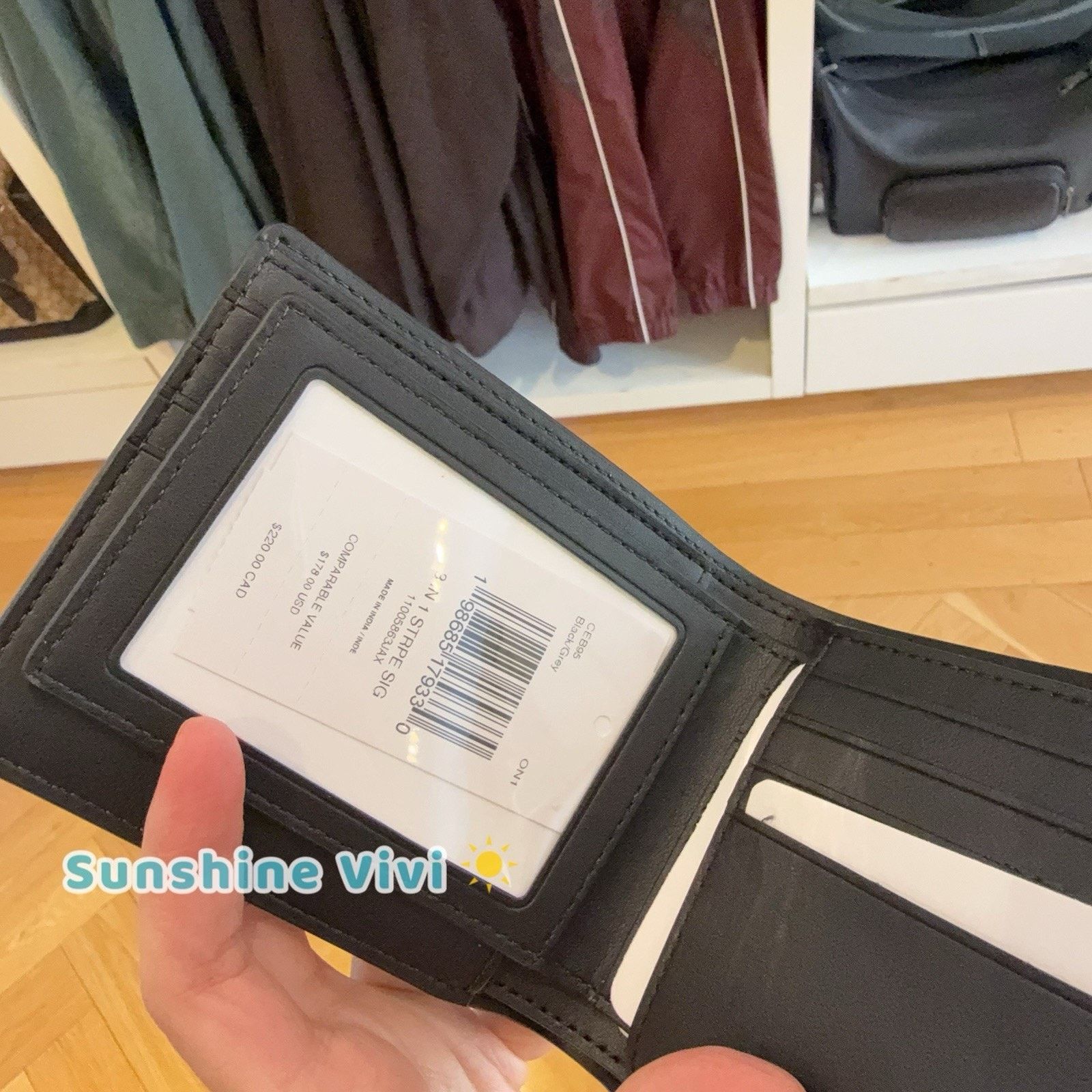 Coach NWT Coach Men 3-In-1 WalletIn Signature Stripes Black/Grey Size ONE SIZE - 2 Thumbnail