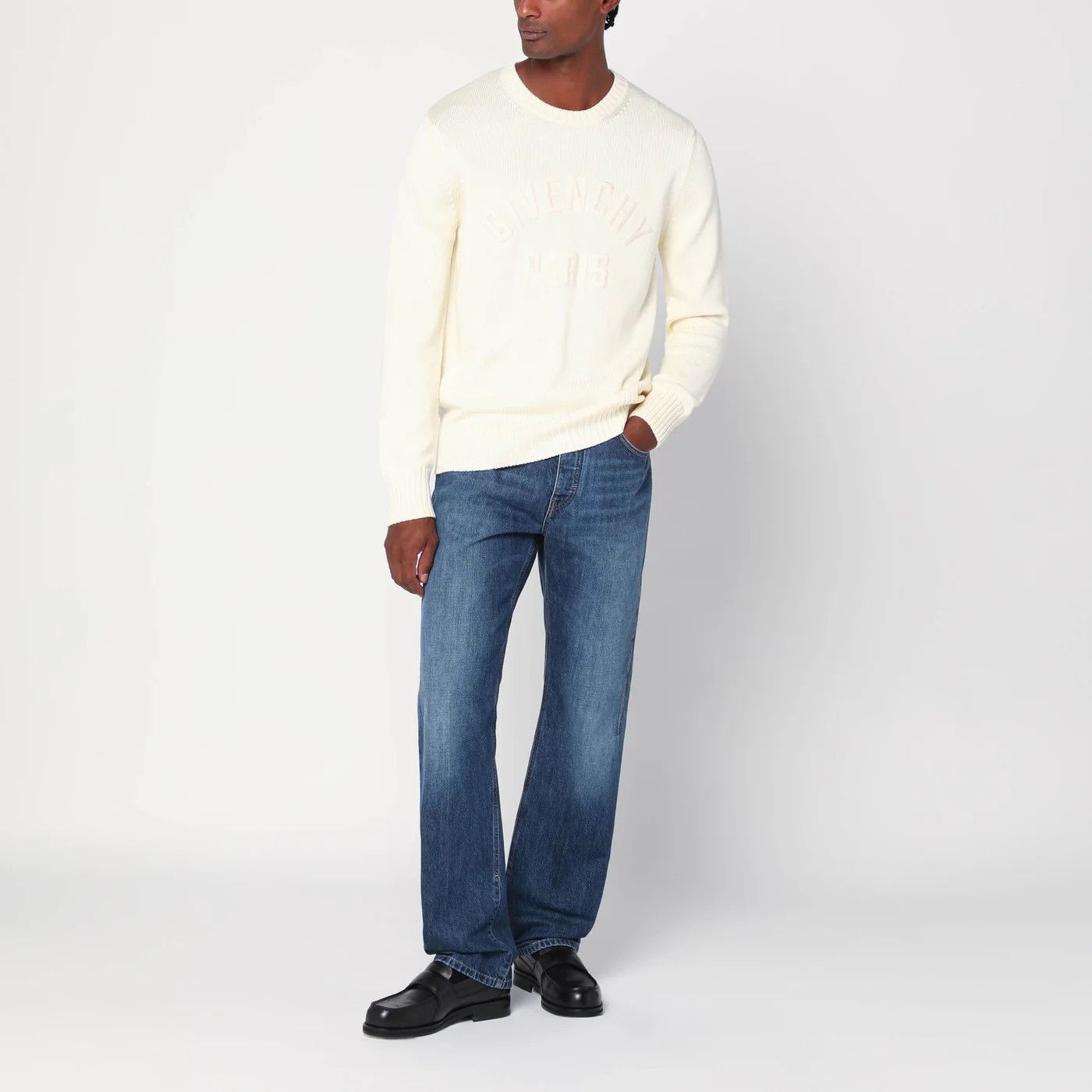 Givenchy o1d2blof0426 Cotton Logo Sweater in Ecru Size US M / EU 48-50 / 2 - 1 Thumbnail