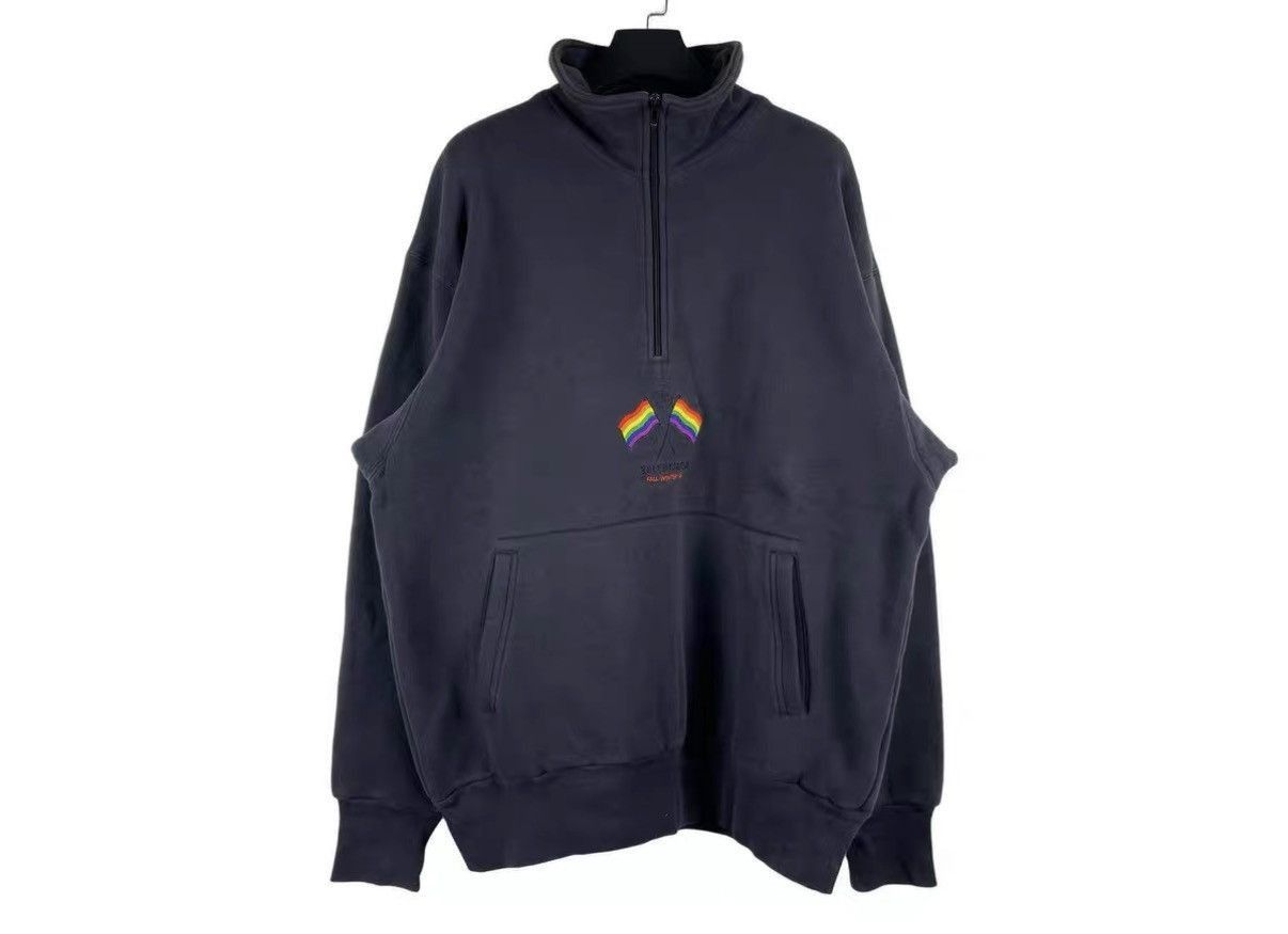Balenciaga Black Half-Zip Sweatshirt with Rainbow Graphic Size US M / EU 48-50 / 2 - 1 Thumbnail
