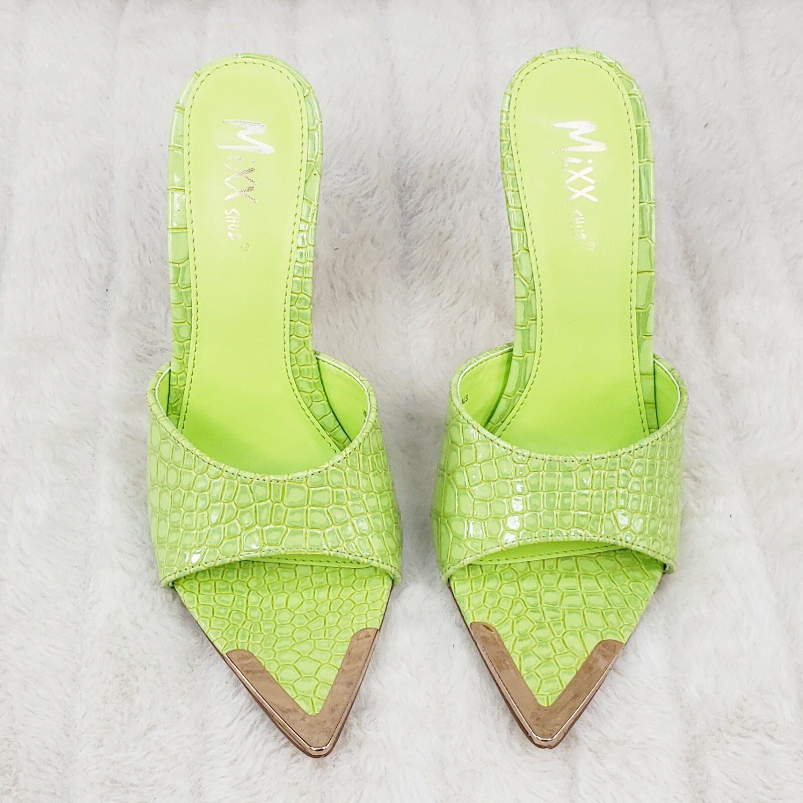 Other Venus Lime Green Slim High Heel Pointy Toe Slip On Sandals S Size US 6.5 / IT 36.5 - 6 Thumbnail