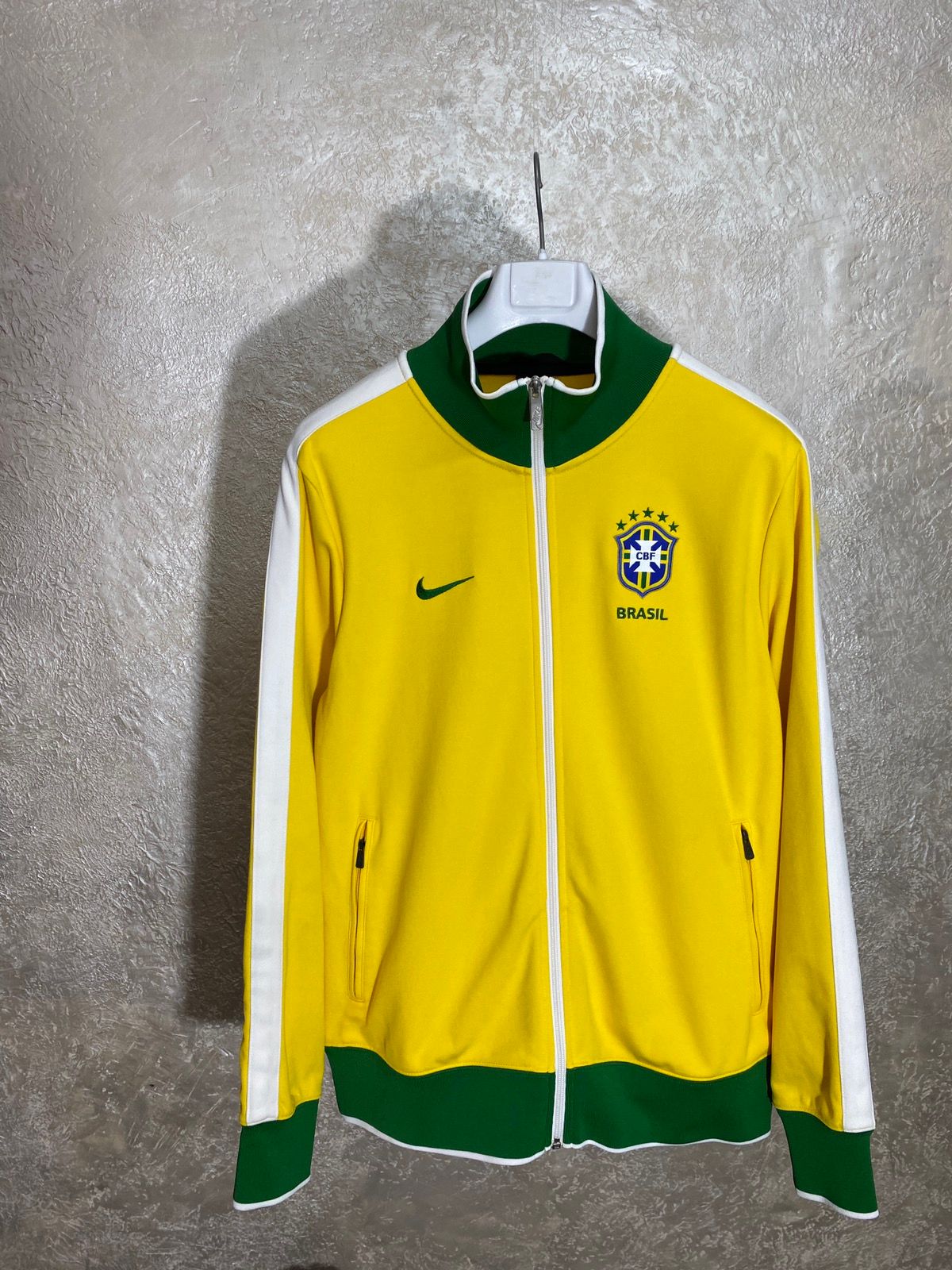Pre-owned Nike X Soccer Jersey Crazy Hype Brasil Nike Vtg 2000s Track Top Football Jacket In Yellow