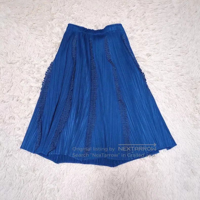 Issey Miyake Issey Miyake SIZE:1 Blue Ruched Midi Skirt Size 42" / US 20 - 2 Thumbnail