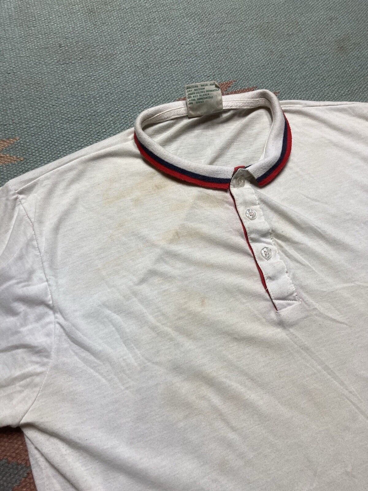 Vintage Vintage 70s polo shirt striped ringer soft thin worn large Size US L / EU 52-54 / 3 - 4 Thumbnail