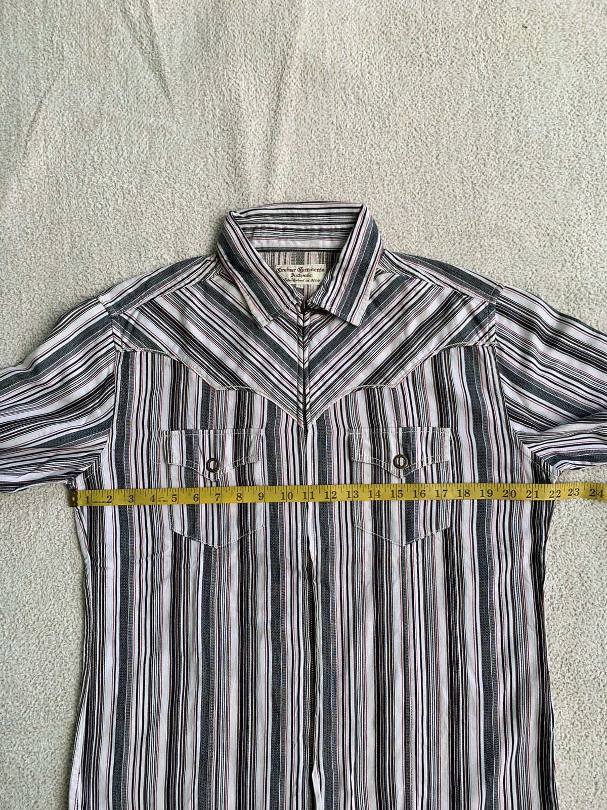 Issey Miyake × Japanese Brand × Yohji Yamamoto Crebar Garments Stripe Western Ziper Shirt Size US L / EU 52-54 / 3 - 11 Thumbnail
