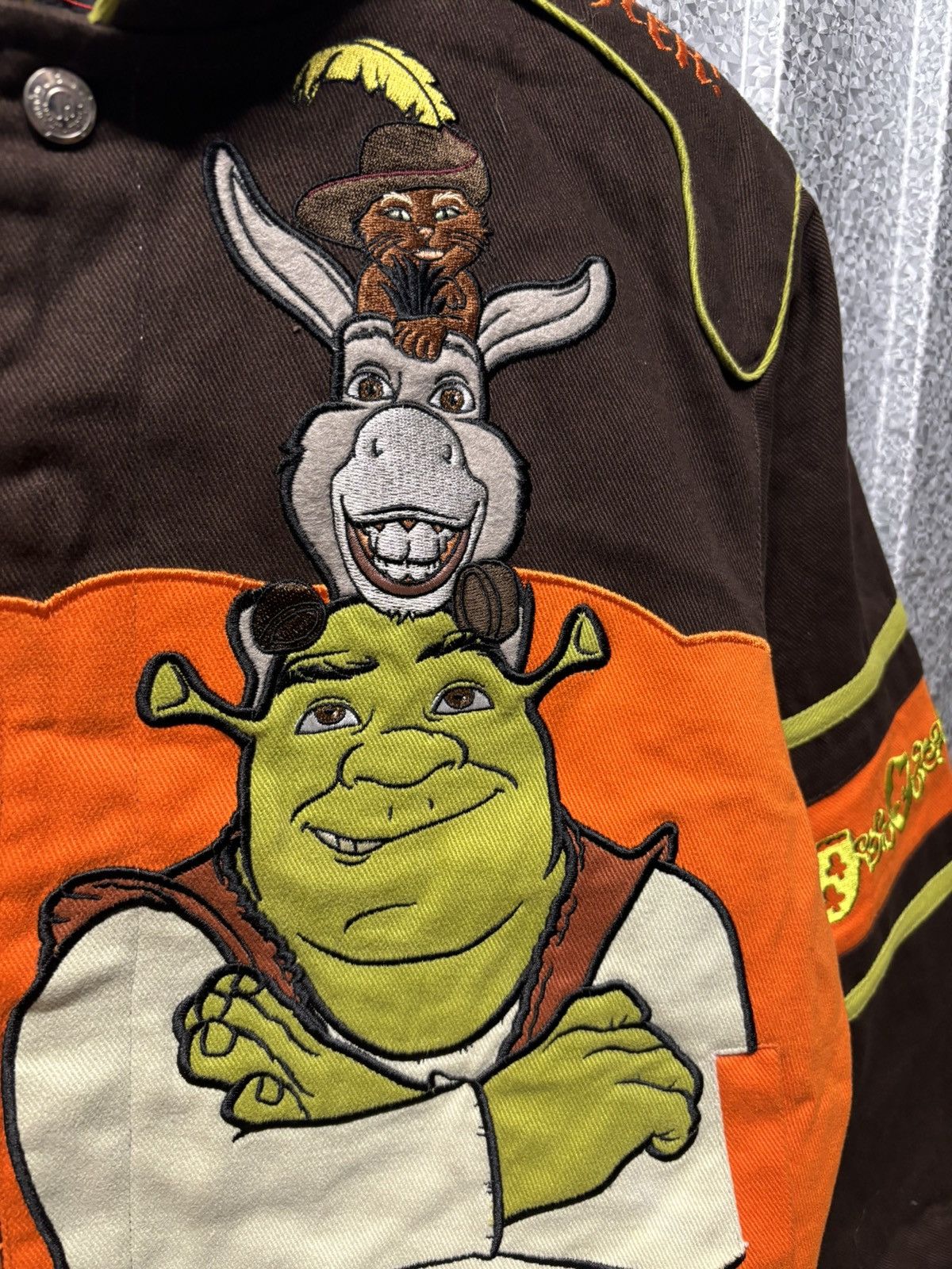 Jeff Hamilton × Vintage 2008 Shrek Jeff Hamilton Donkey Puss N Boots Racing jacket Size XS / US 0-2 / IT 36-38 - 3 Thumbnail
